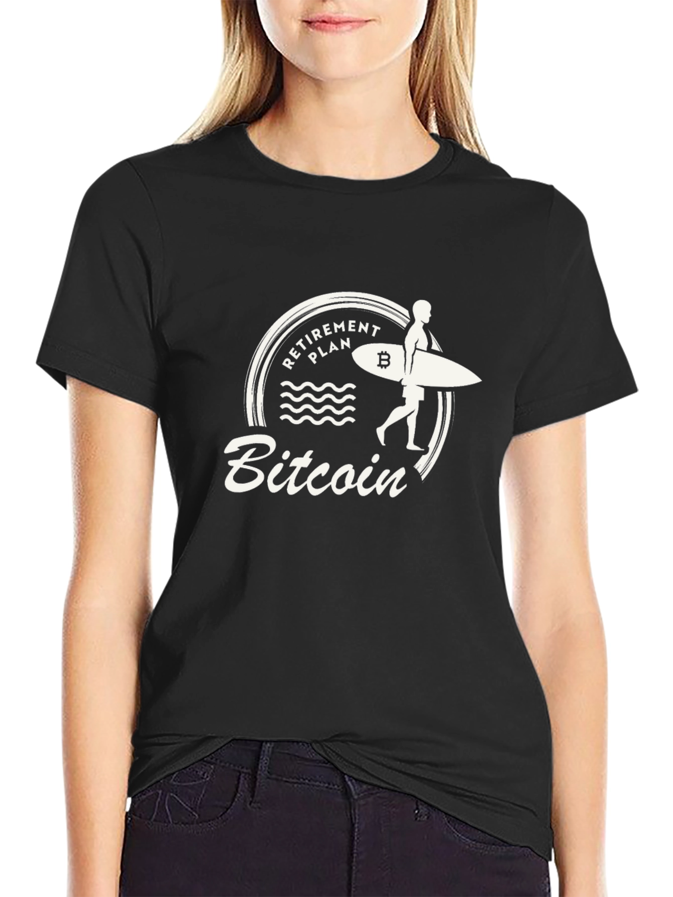 Bitcoin Retirement Plan Surfer Graphic T-Shirt