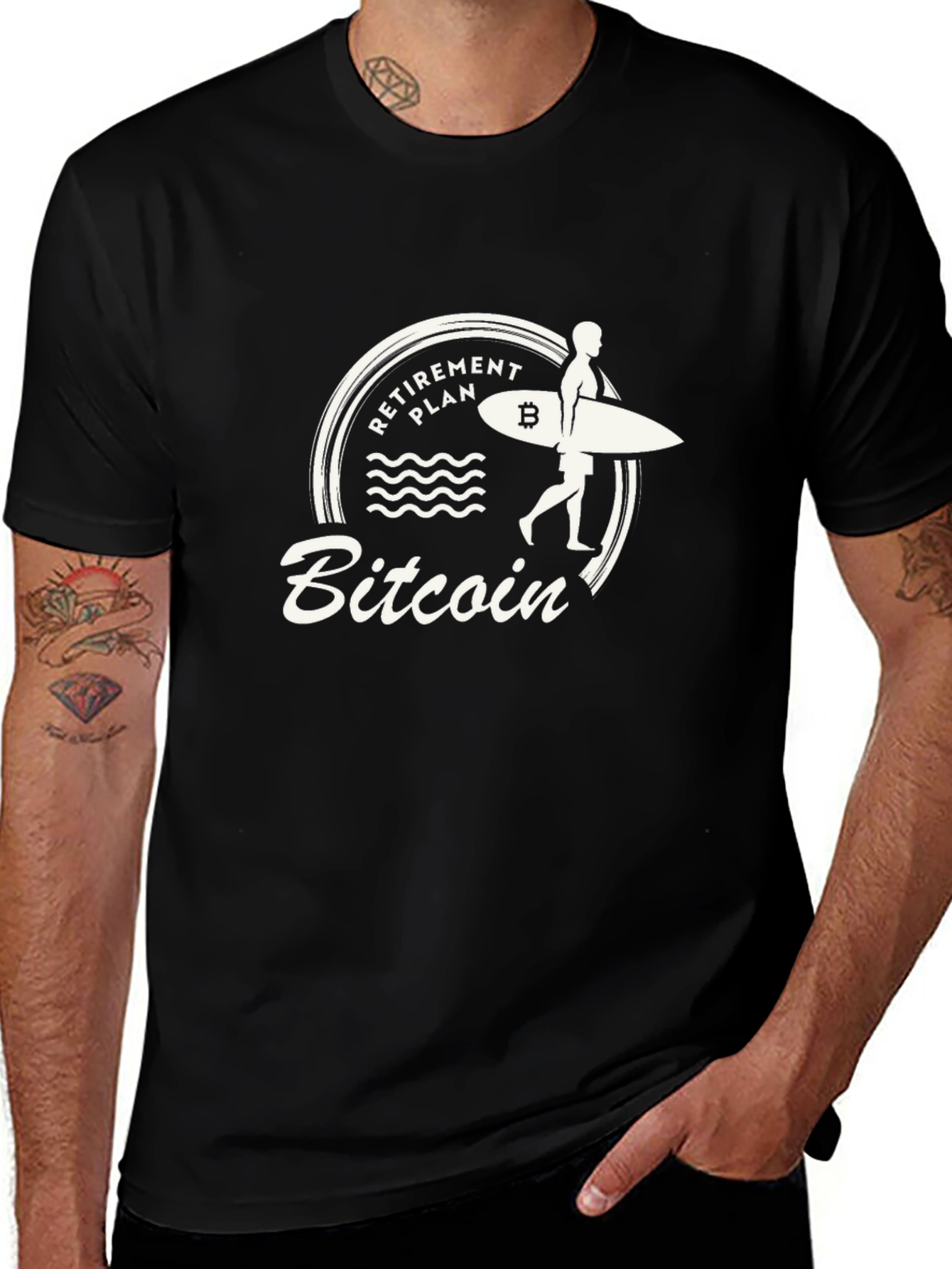 Bitcoin Retirement Plan Surfer Graphic T-Shirt