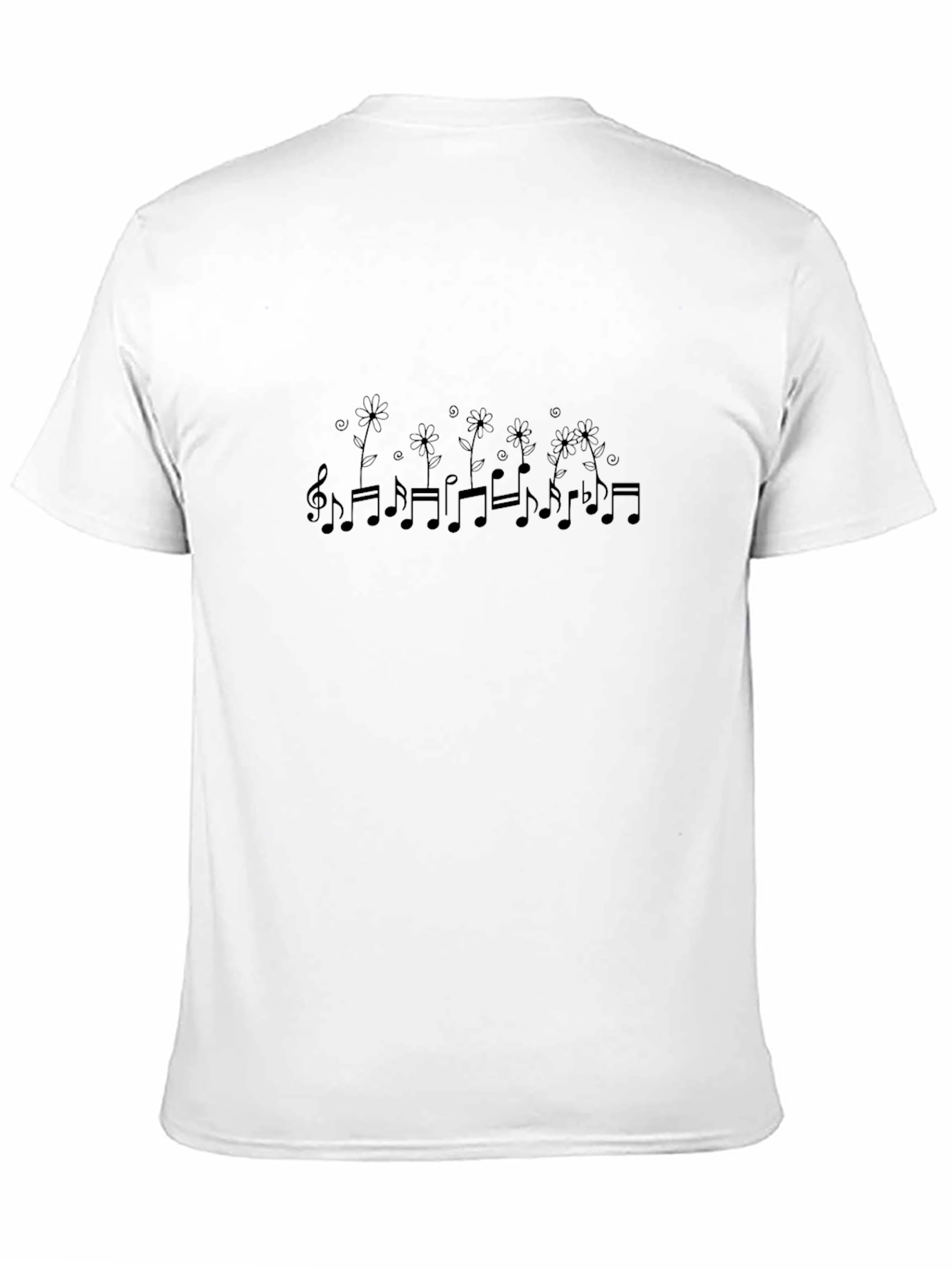 Floral Music Notes Black T-Shirt