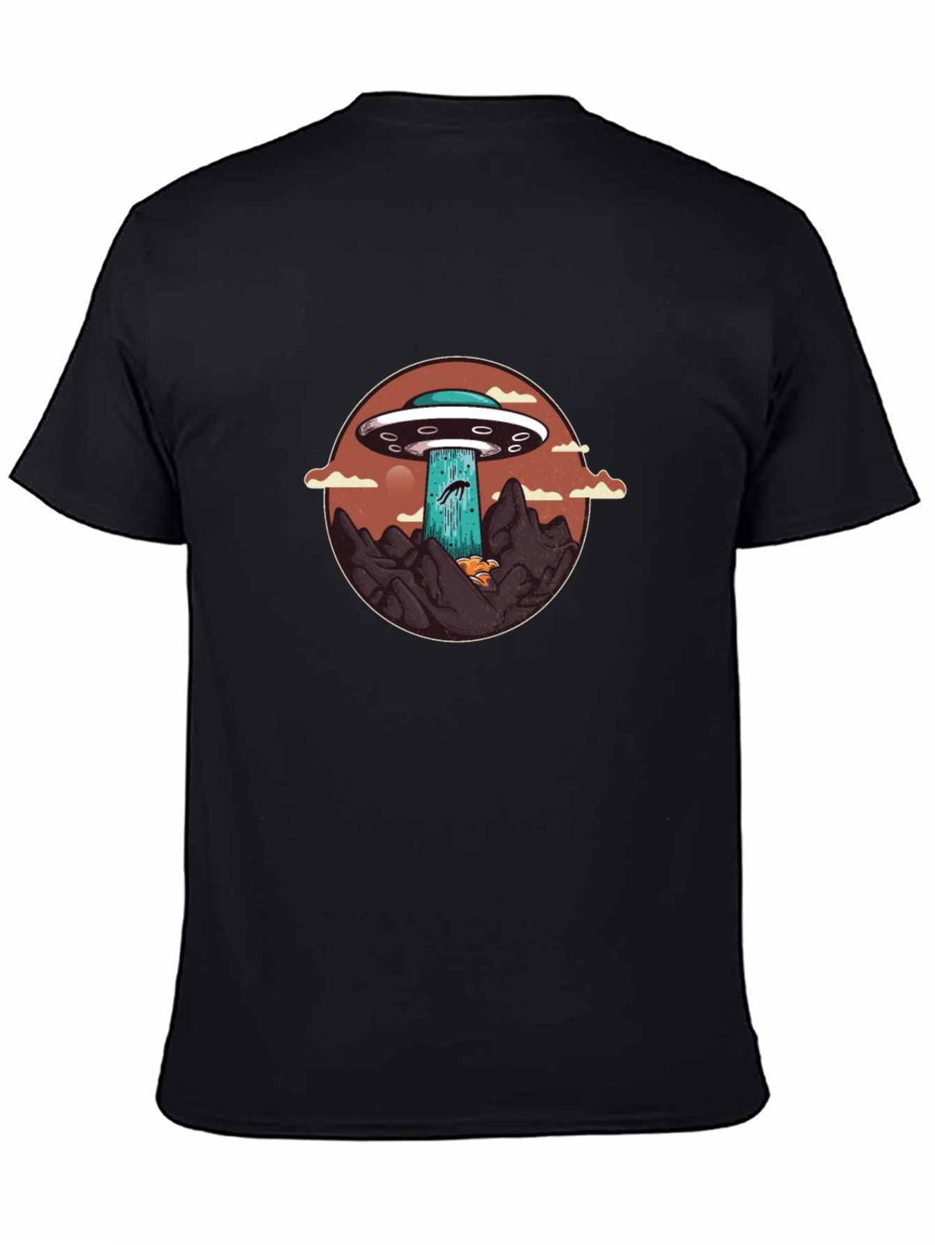 UFO Abduction Graphic Tee - Black Cotton Blend