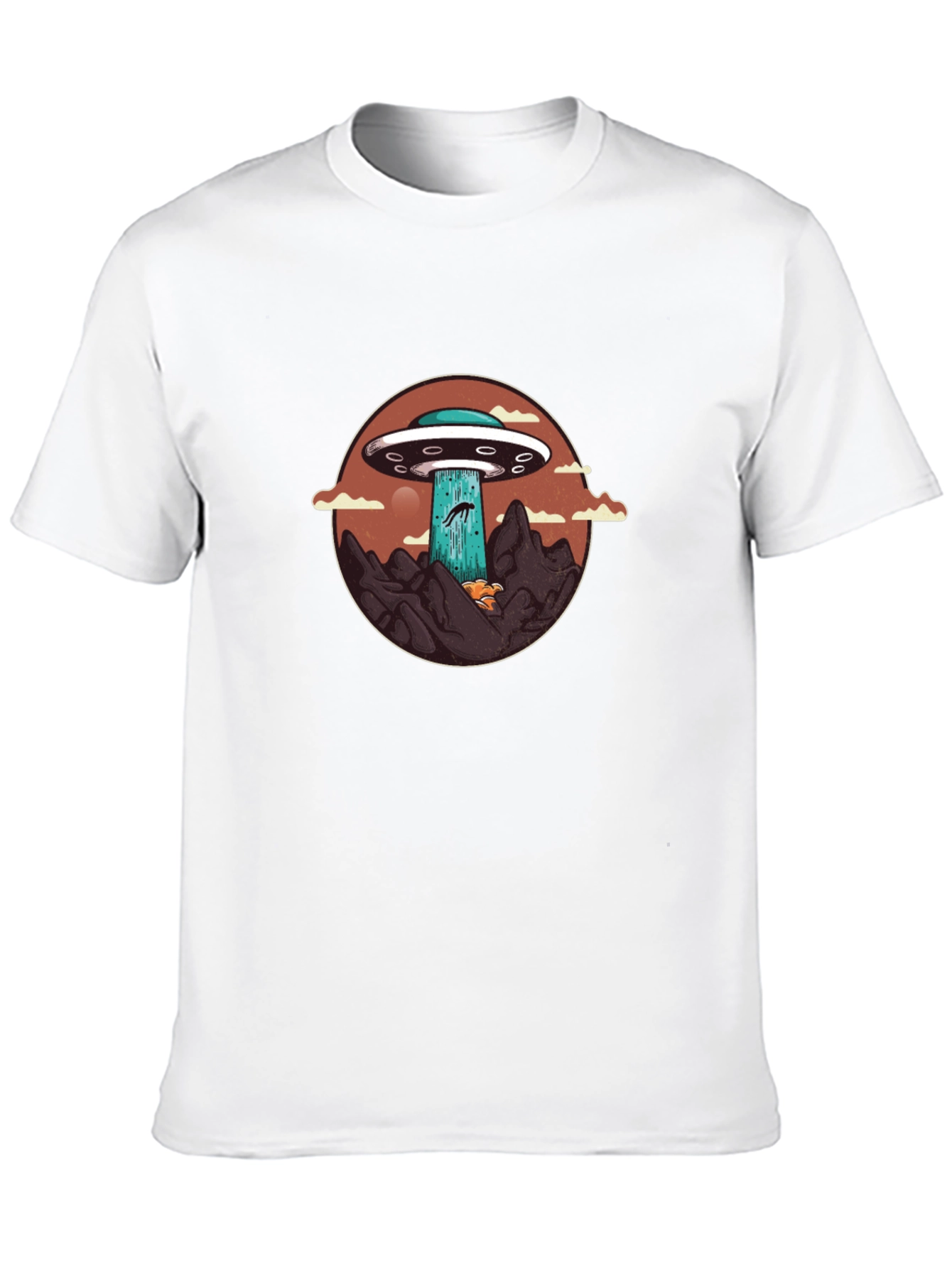 UFO Abduction Graphic Tee - Black Cotton Blend