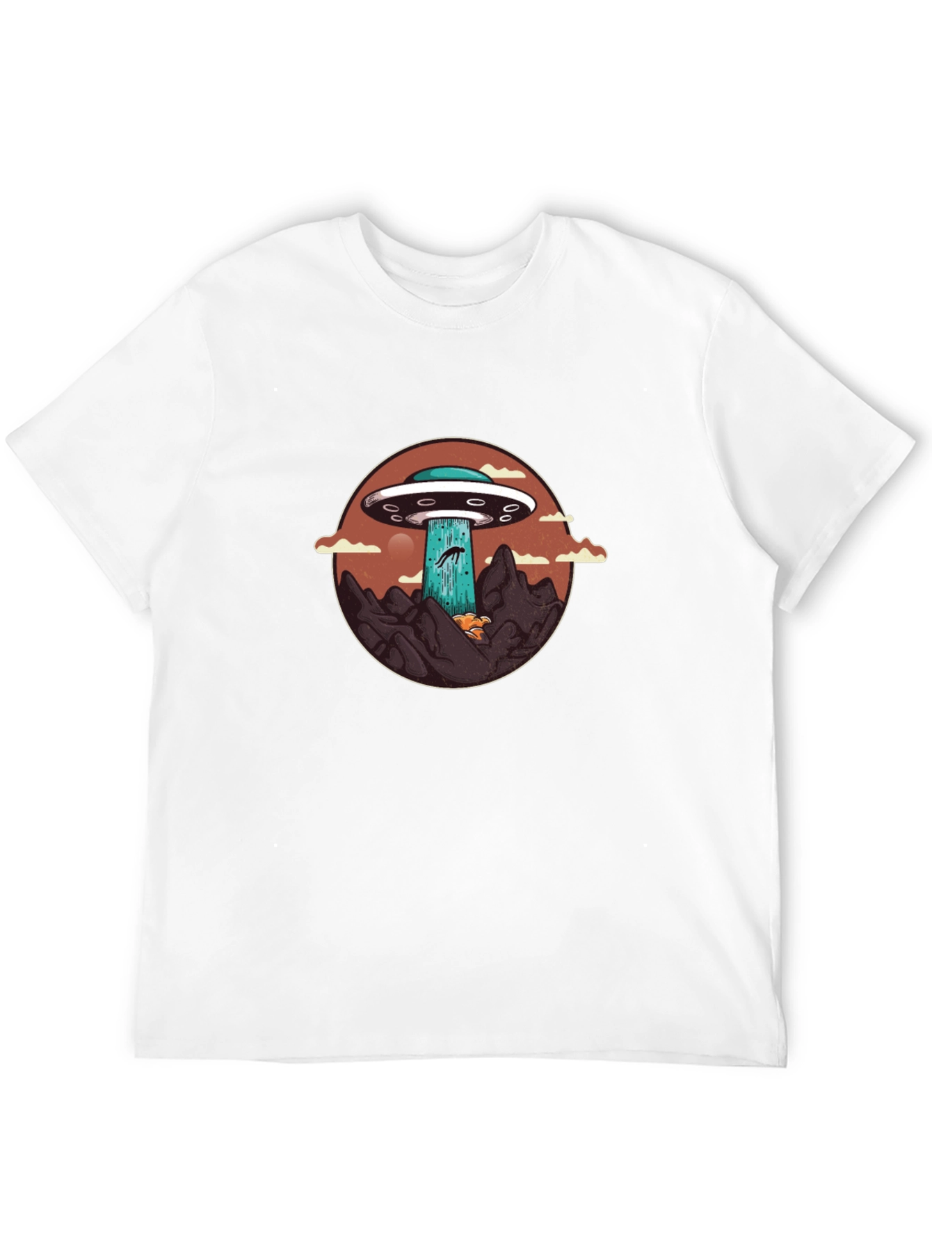 UFO Abduction Graphic Tee - Black Cotton Blend