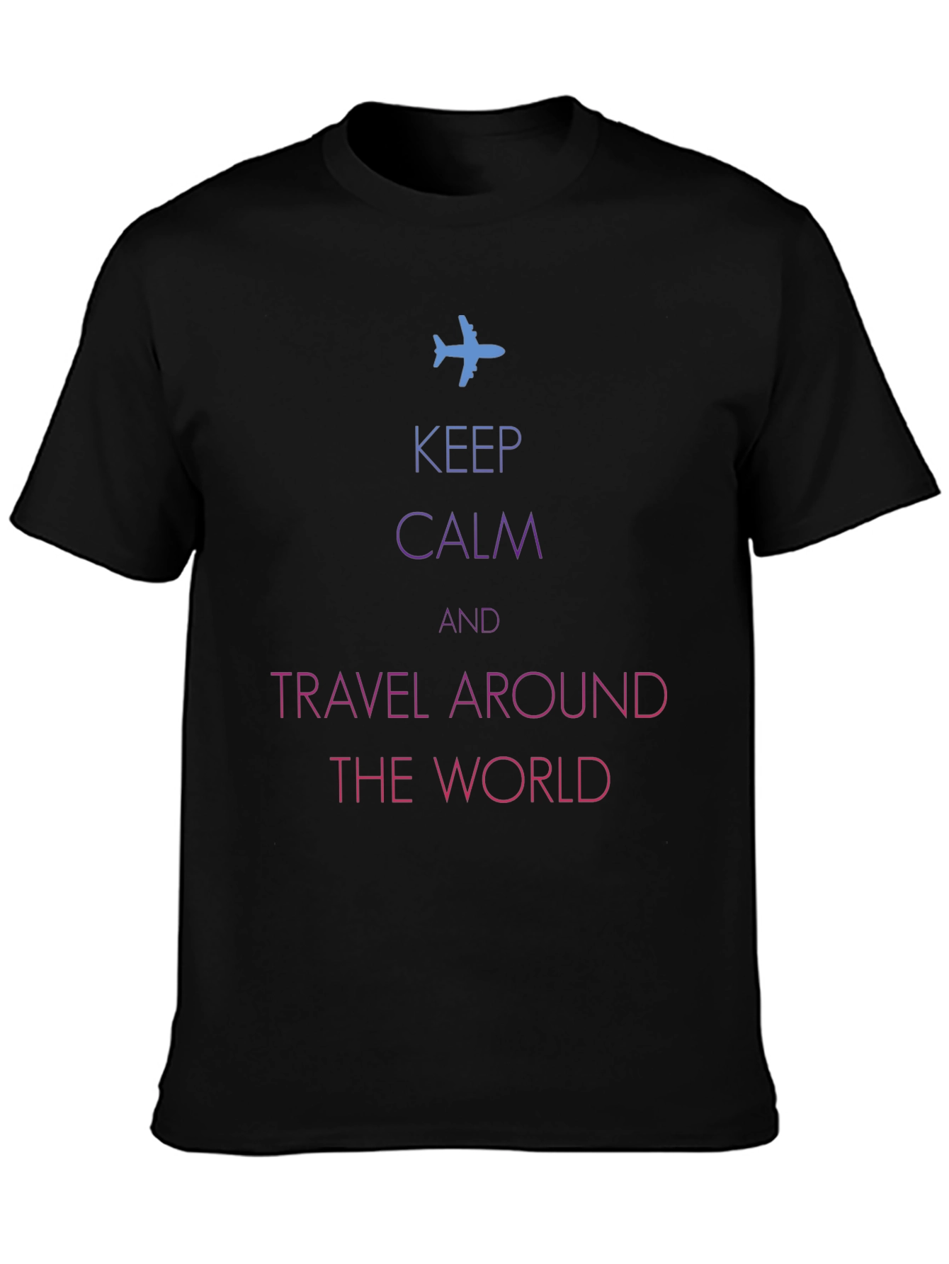 Keep Calm Travel Around The World Black T-Shirt