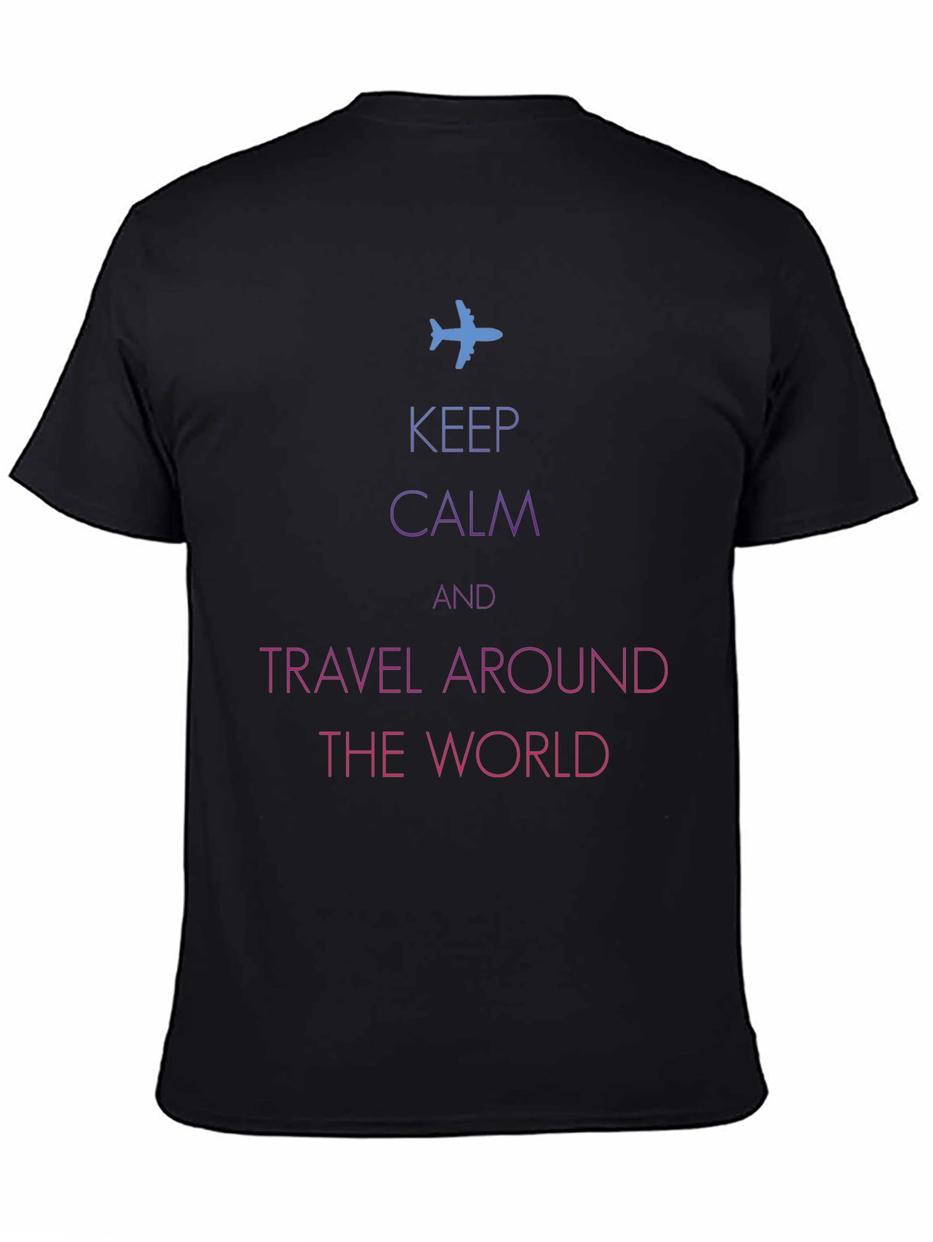 Keep Calm Travel Around The World Black T-Shirt