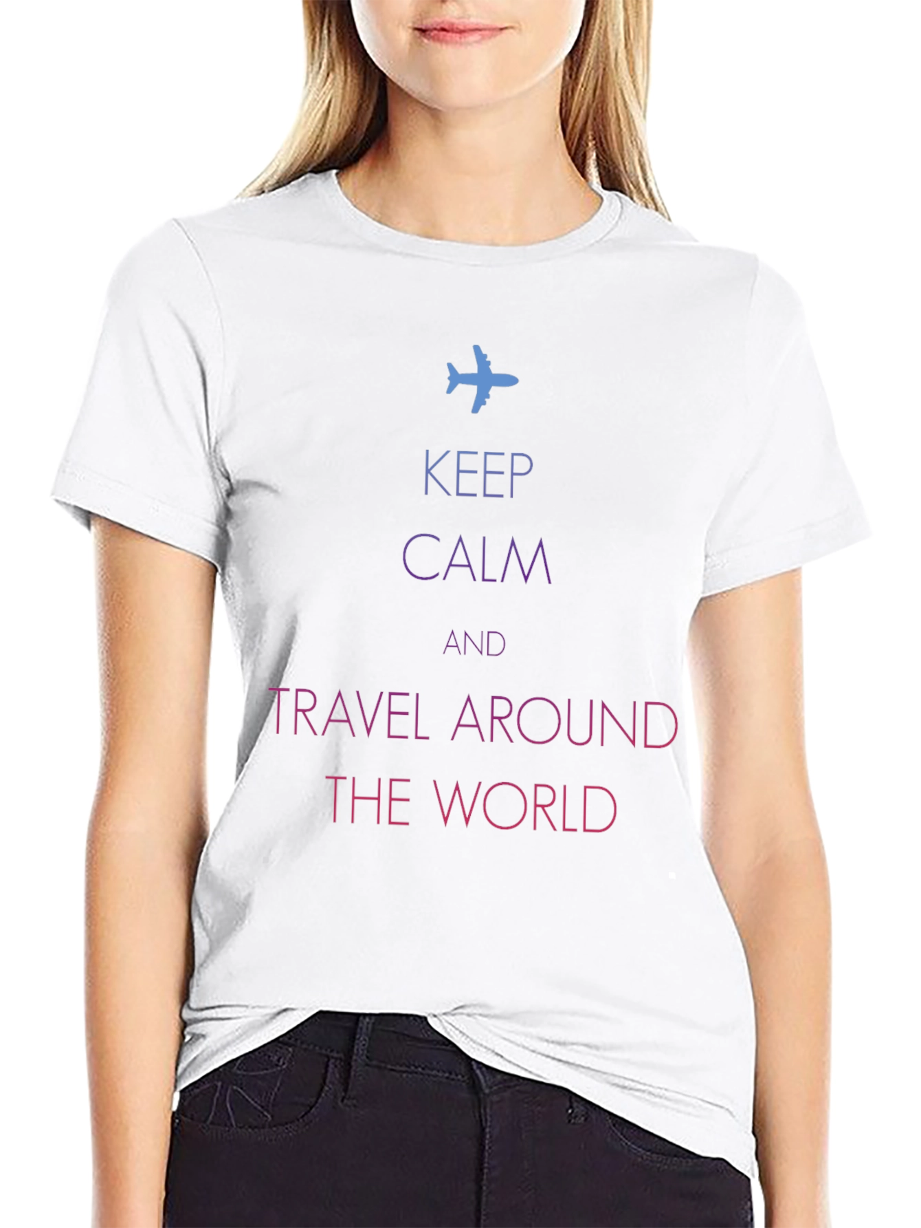 Keep Calm Travel Around The World Black T-Shirt