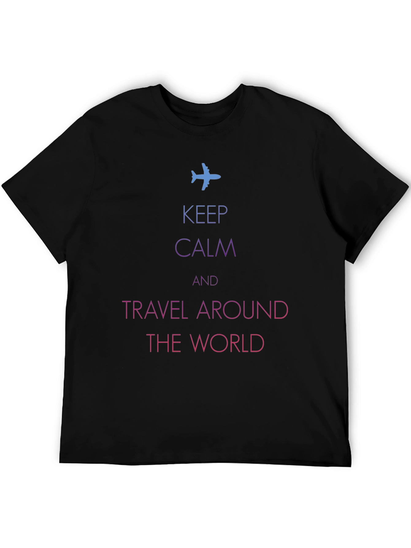 Keep Calm Travel Around The World Black T-Shirt