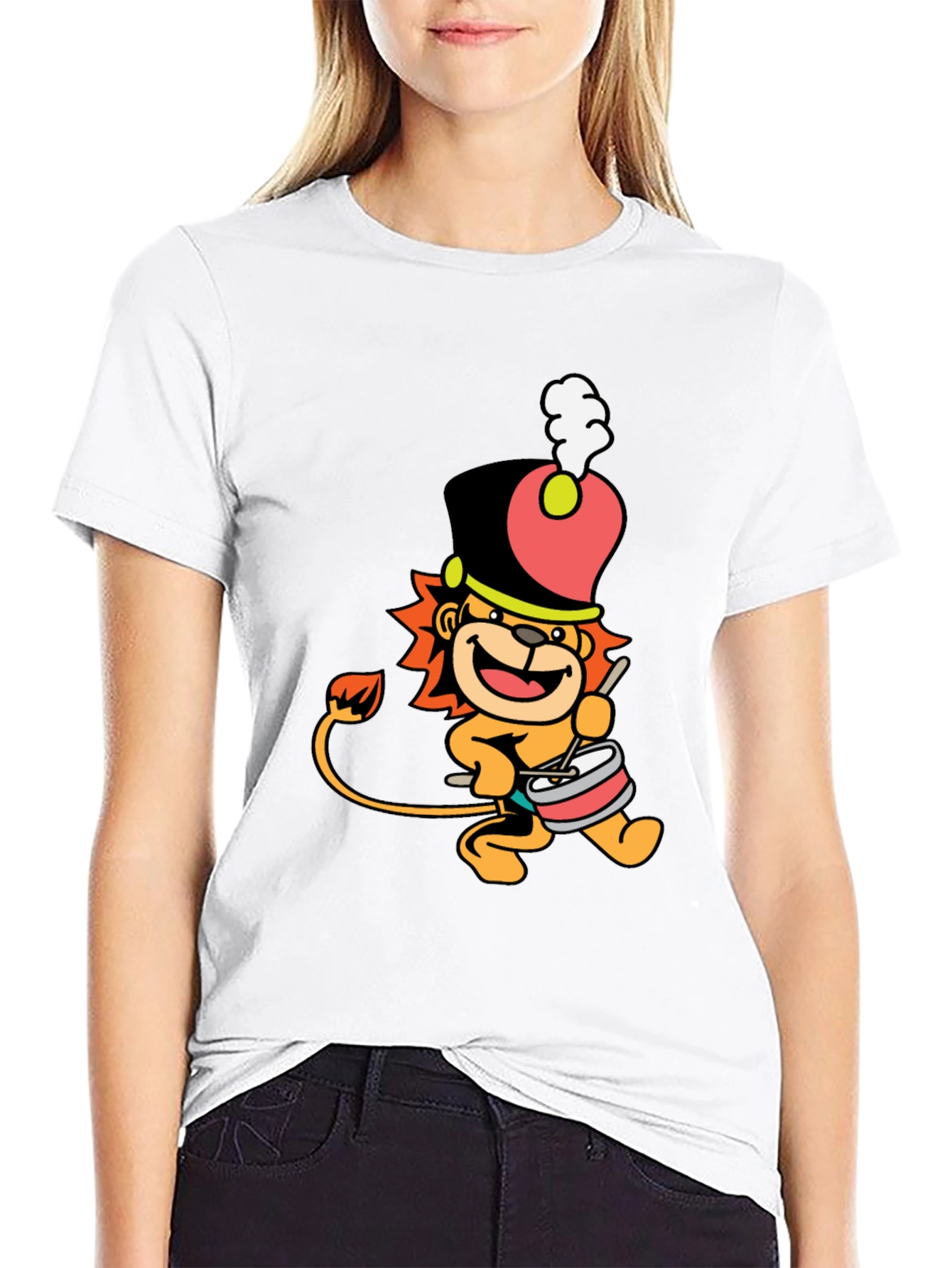 Drummer Lion Black T-Shirt
