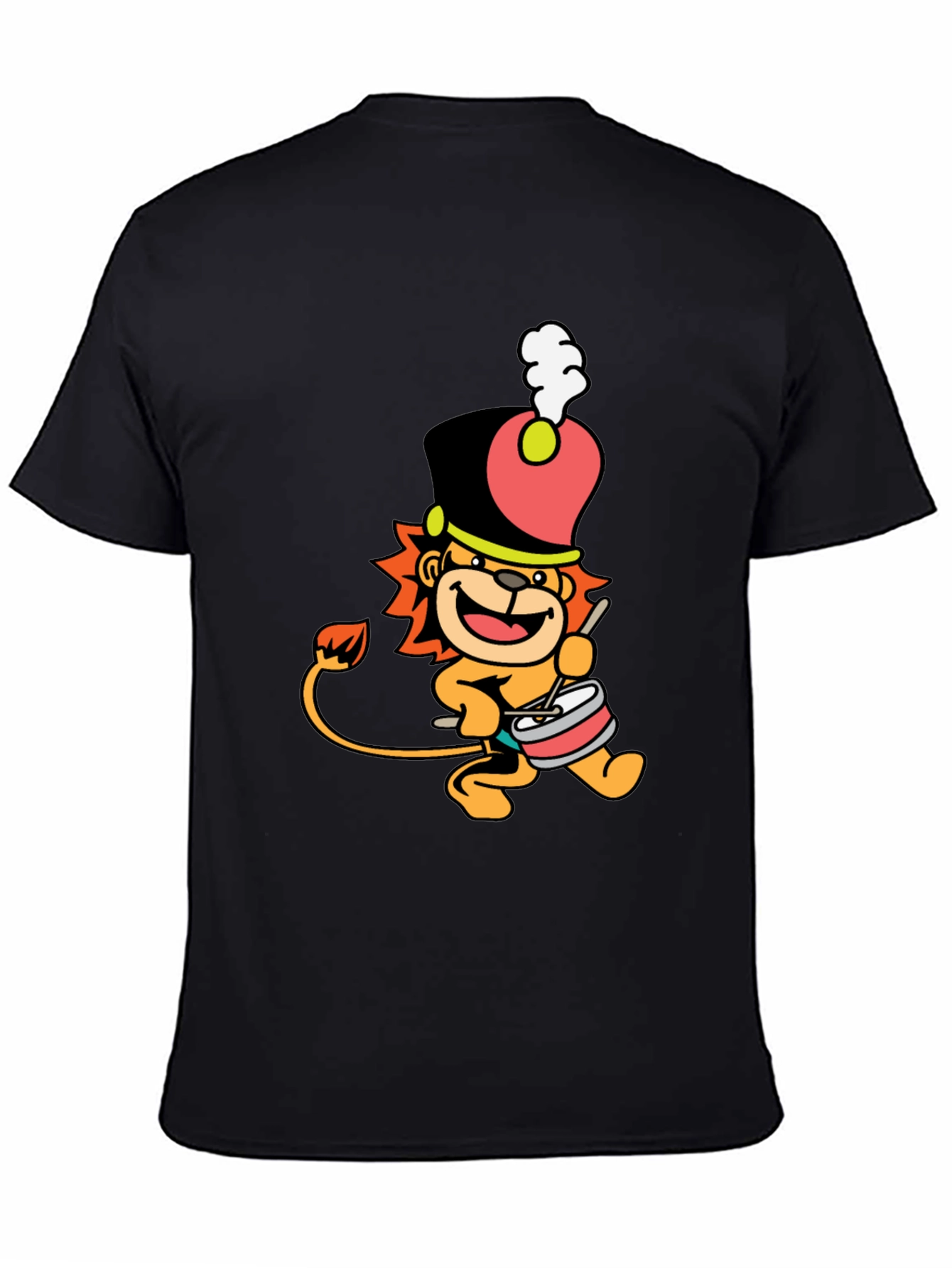 Drummer Lion Black T-Shirt