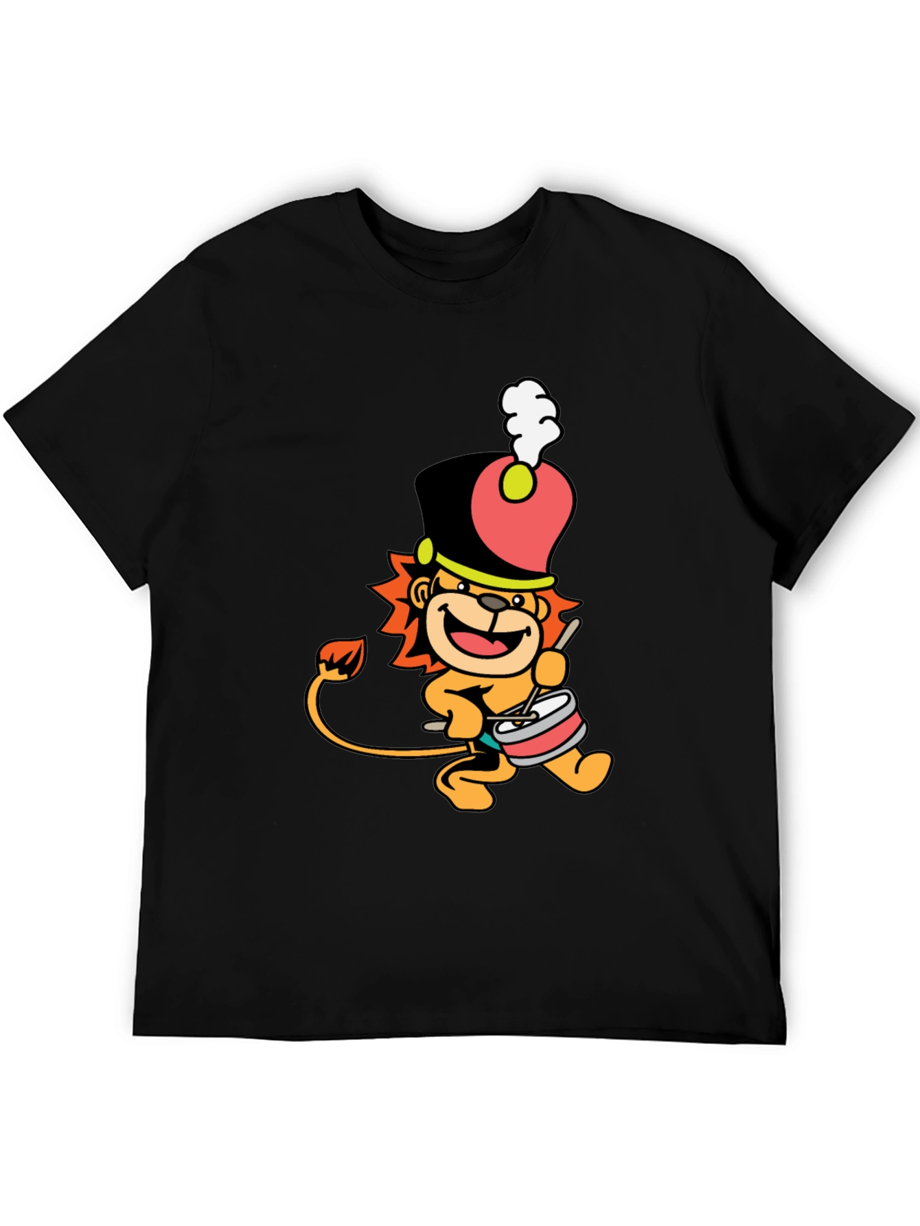 Drummer Lion Black T-Shirt