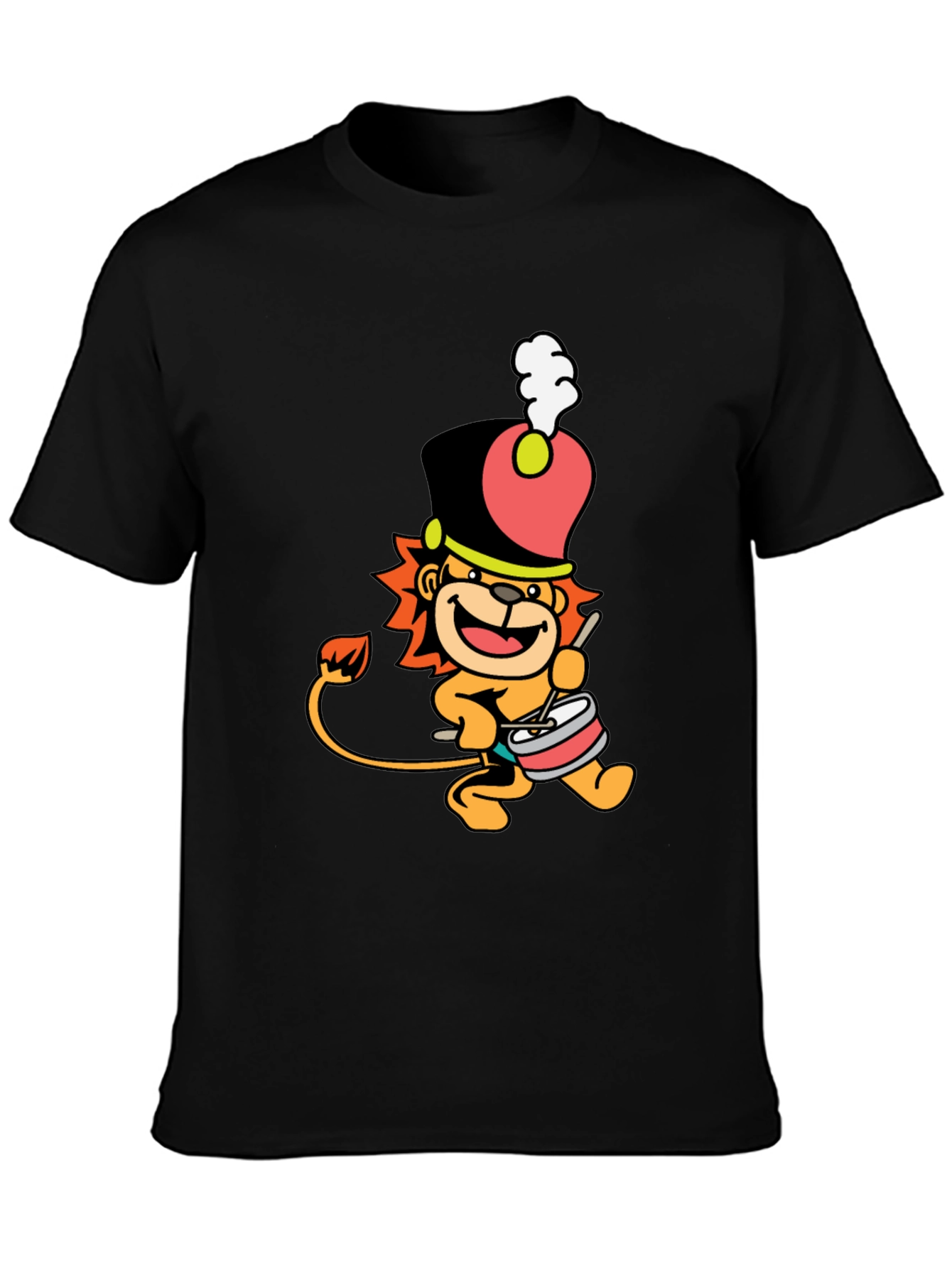 Drummer Lion Black T-Shirt