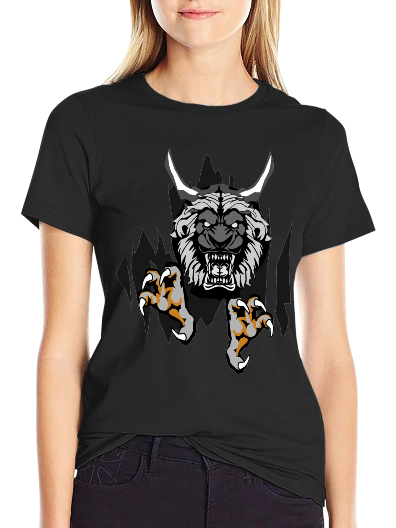 Monster Graphic Print Black T-Shirt