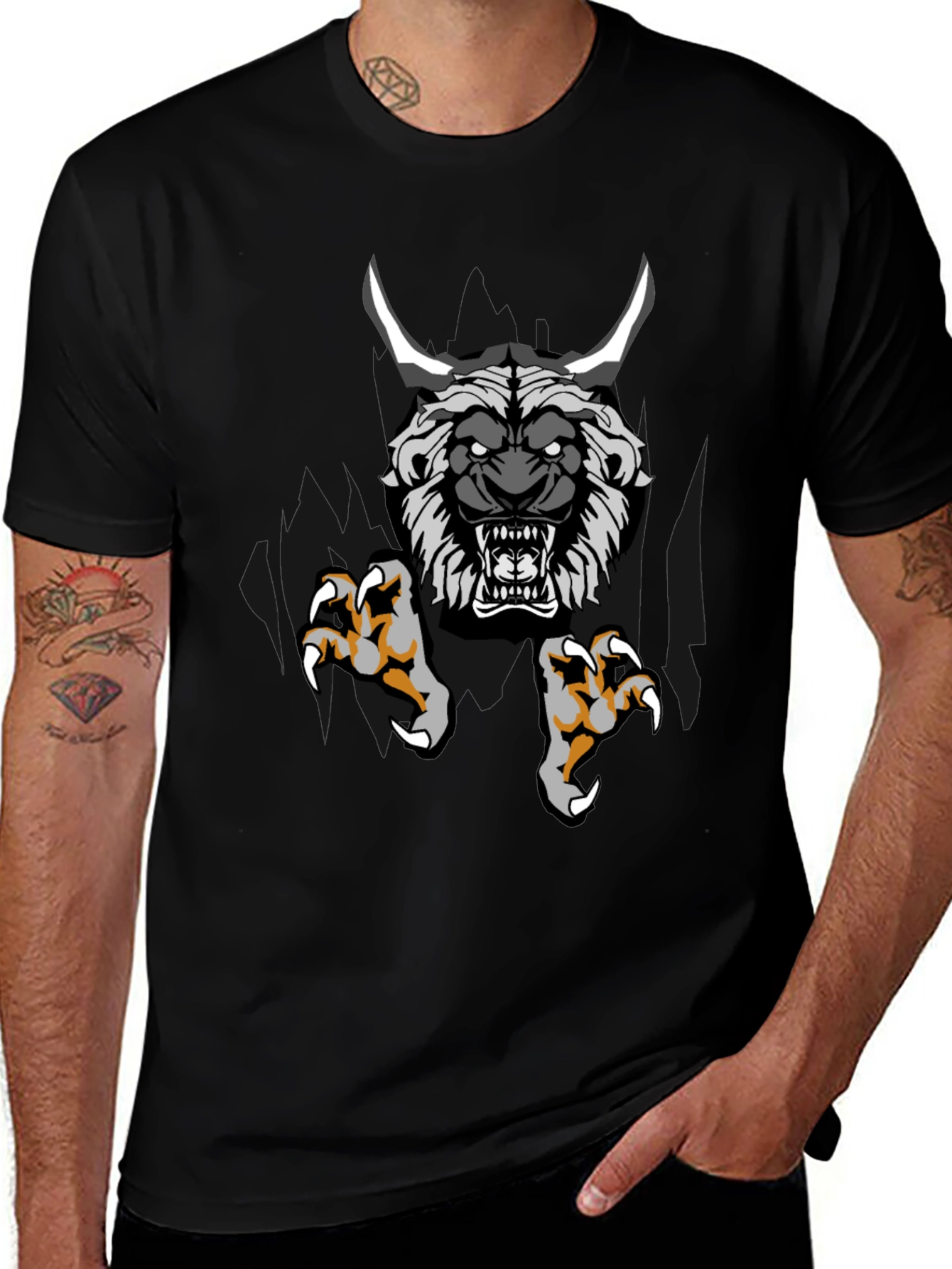 Monster Graphic Print Black T-Shirt