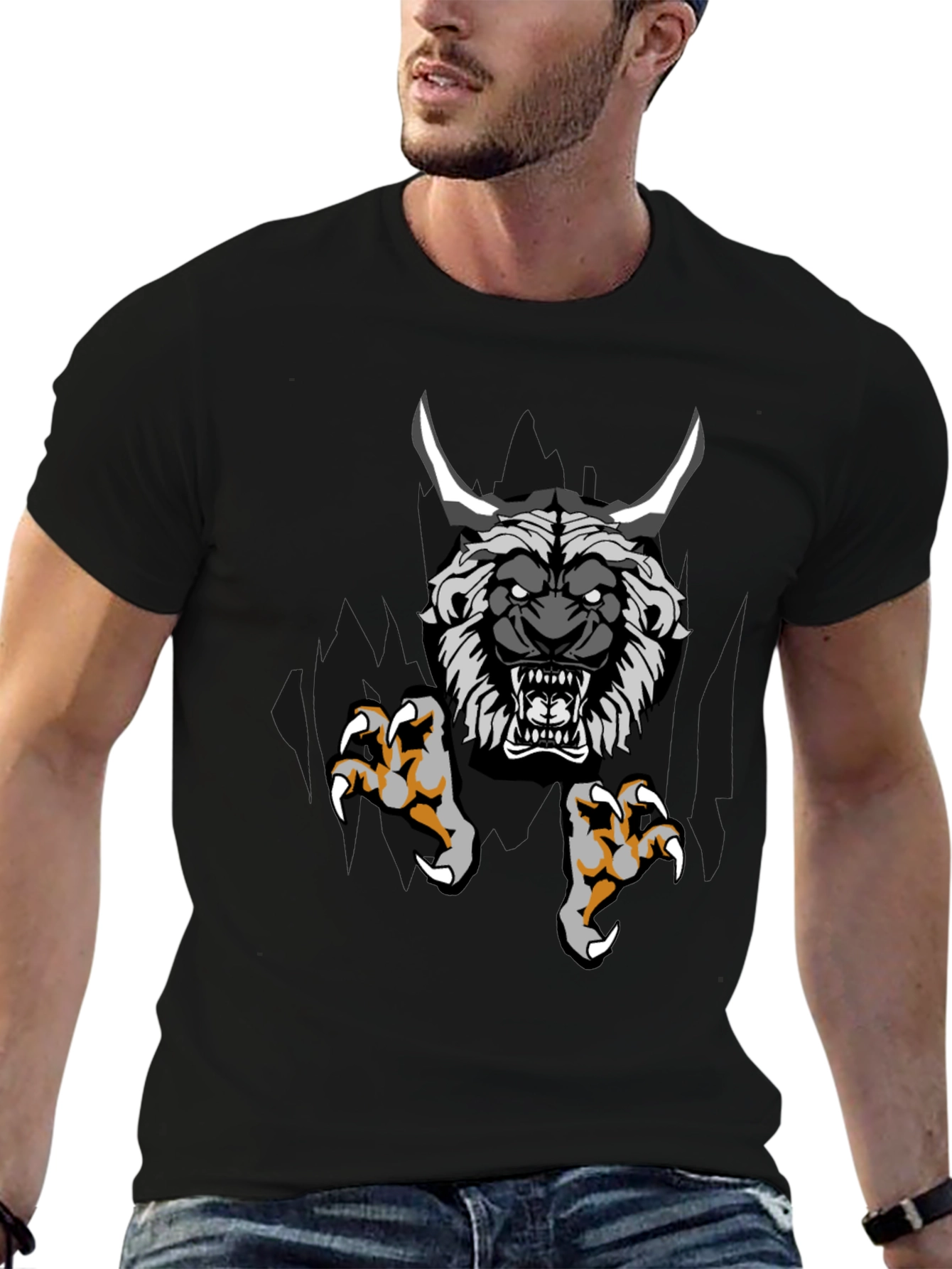 Monster Graphic Print Black T-Shirt