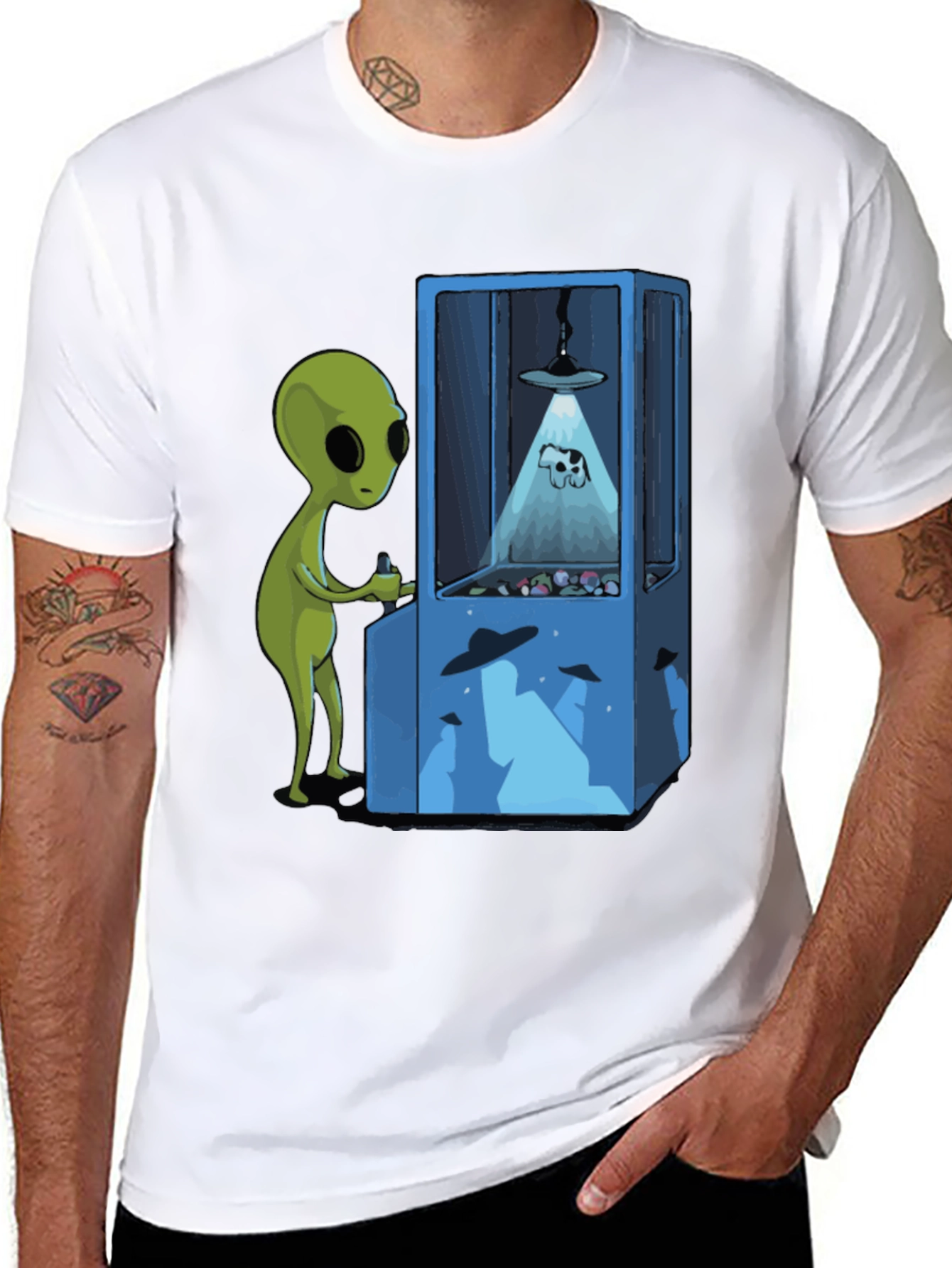 Alien Arcade T-Shirt - Novelty Graphic Tee