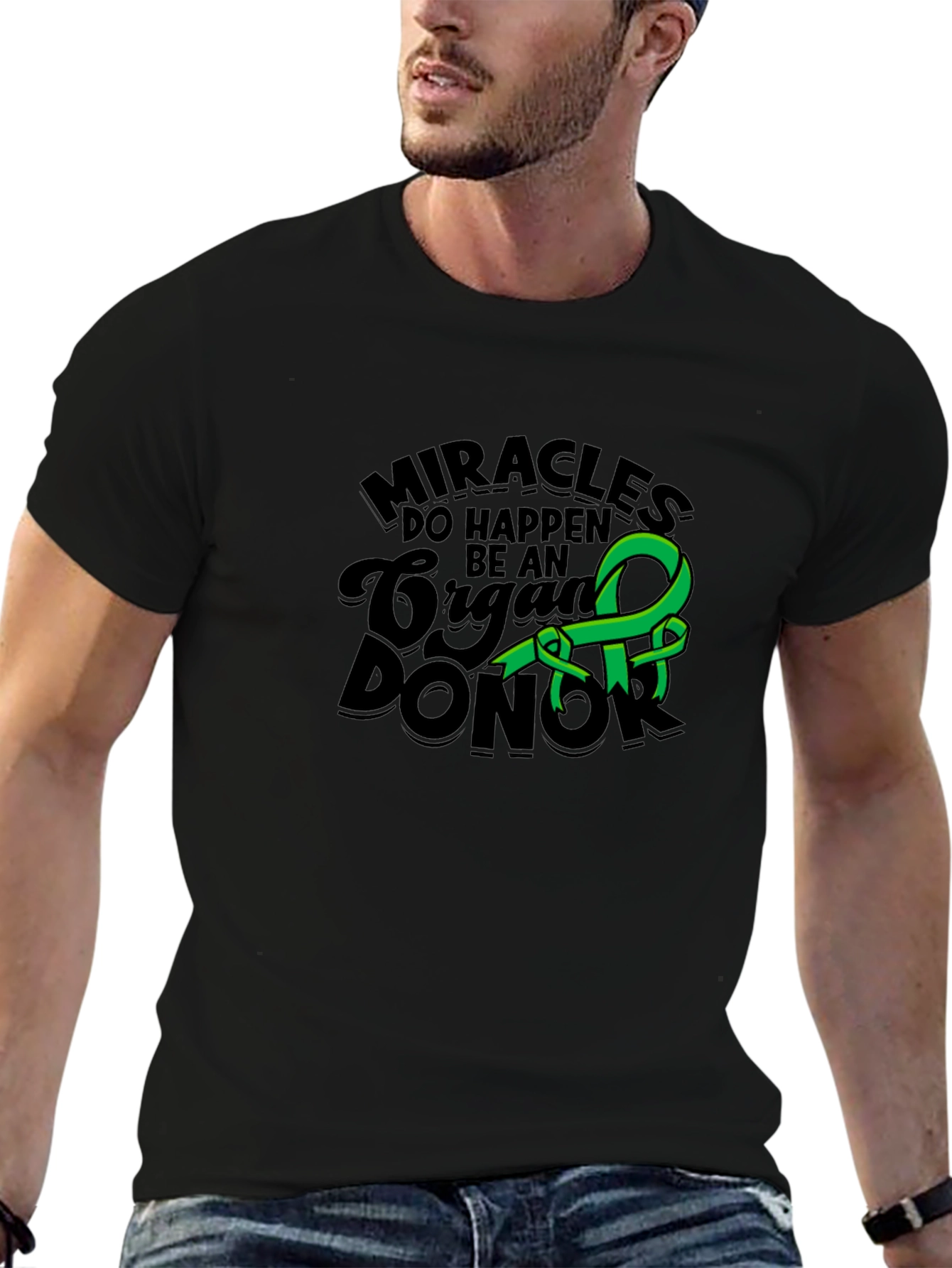 Miracles Happen Organ Donor Black Tee
