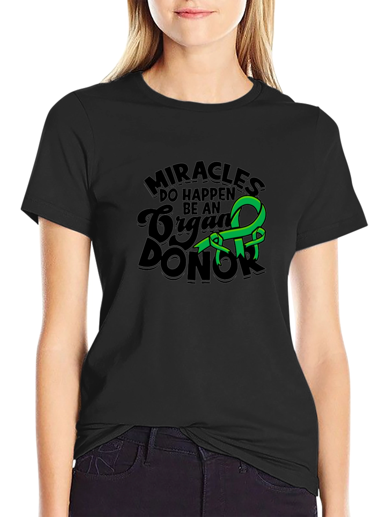 Miracles Happen Organ Donor Black Tee