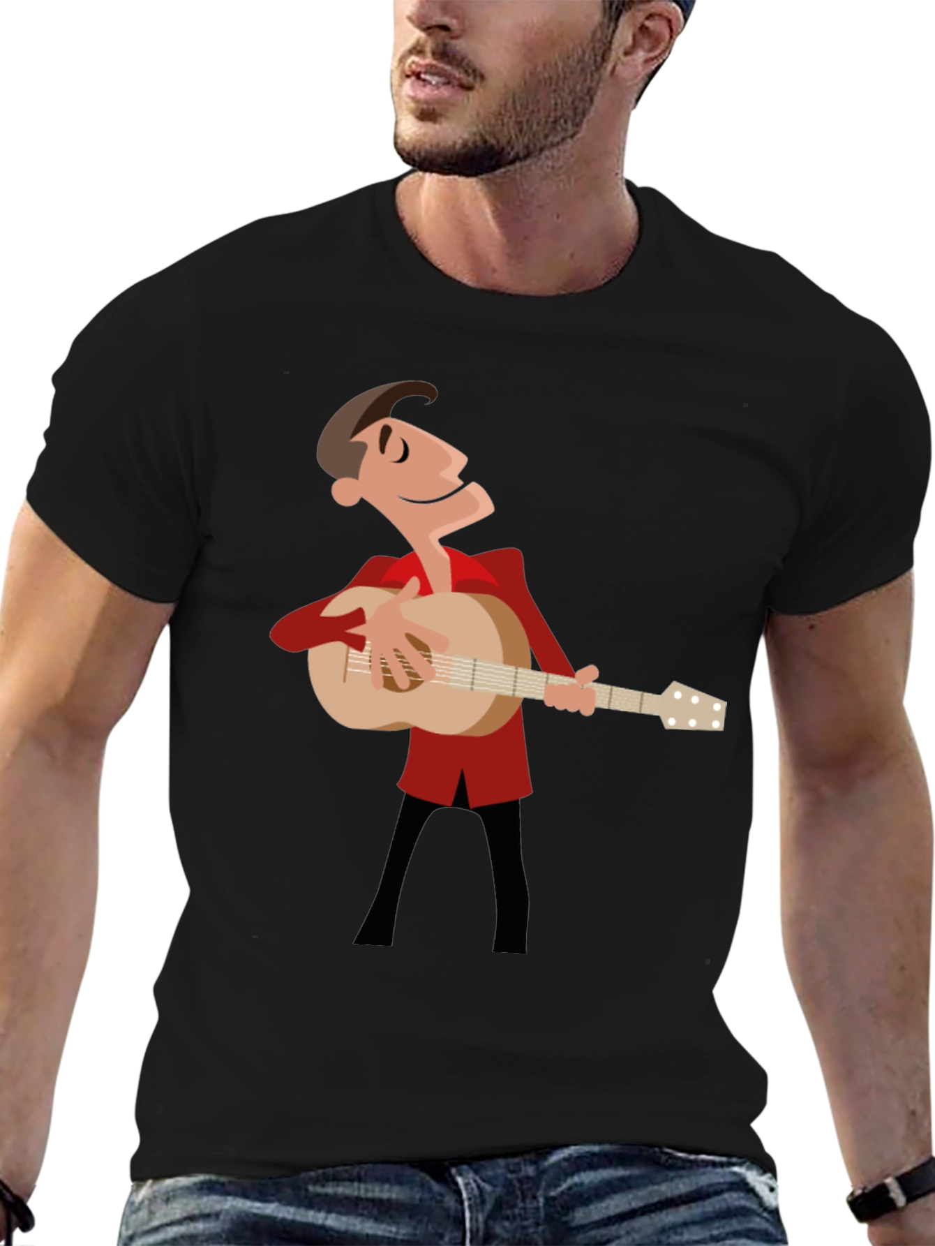 Guitar Man Graphic Tee - Black