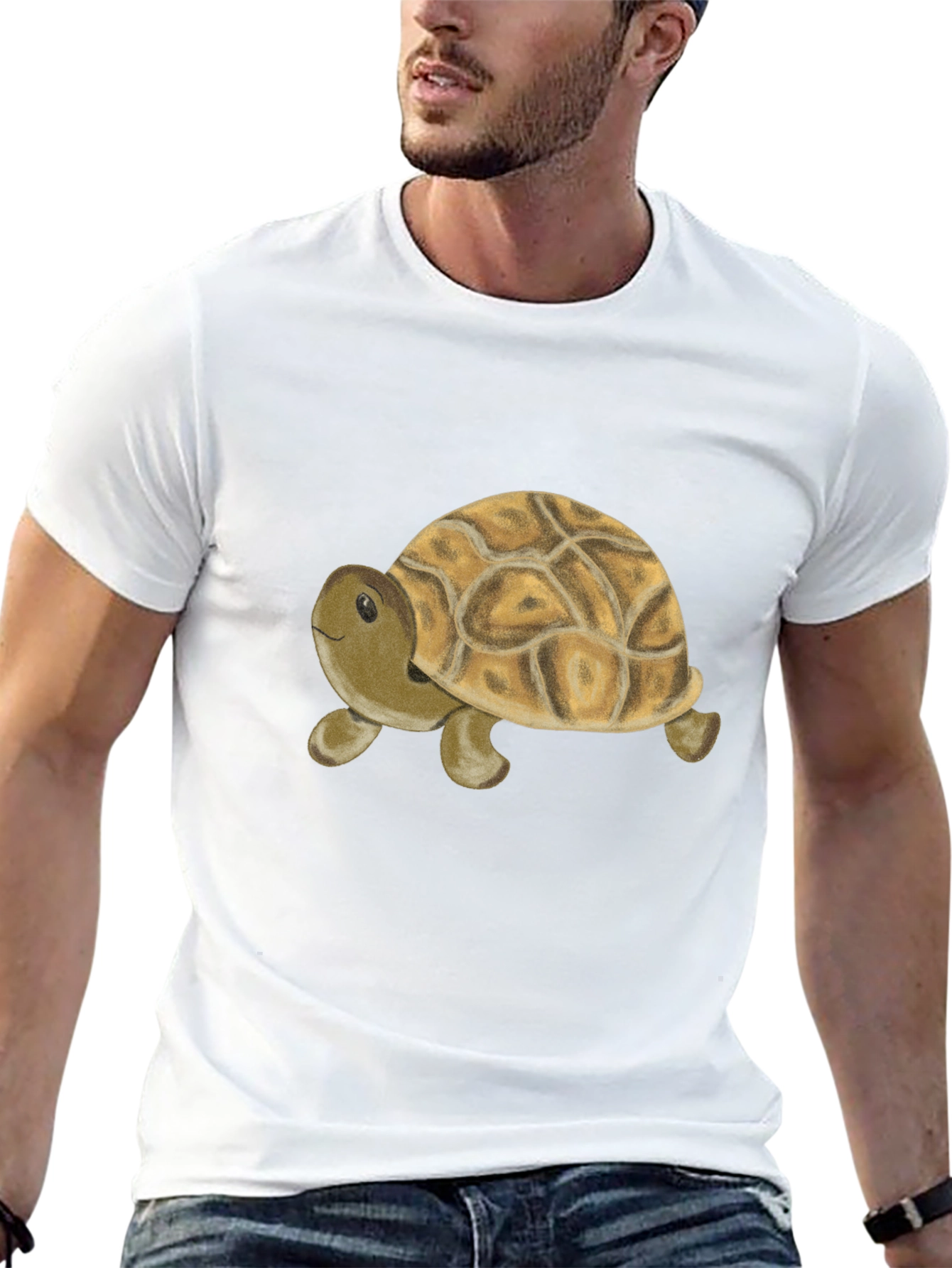 Cute Turtle Graphic Tee - Black Cotton Blend Shirt