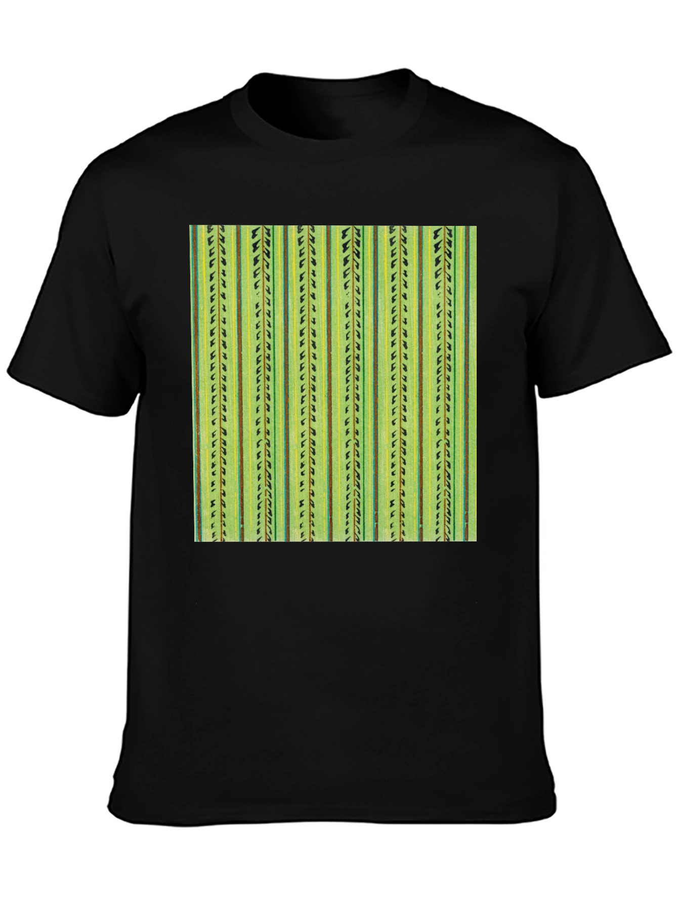 Striped Cactus Print Black Tee
