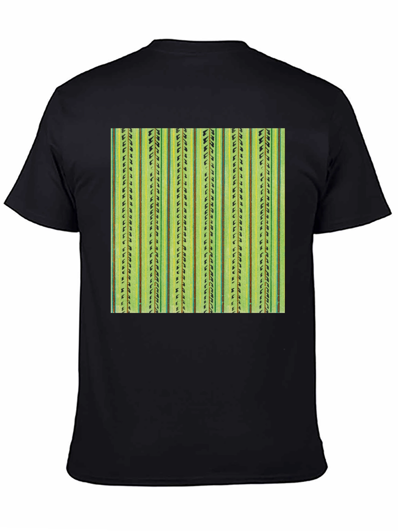 Striped Cactus Print Black Tee
