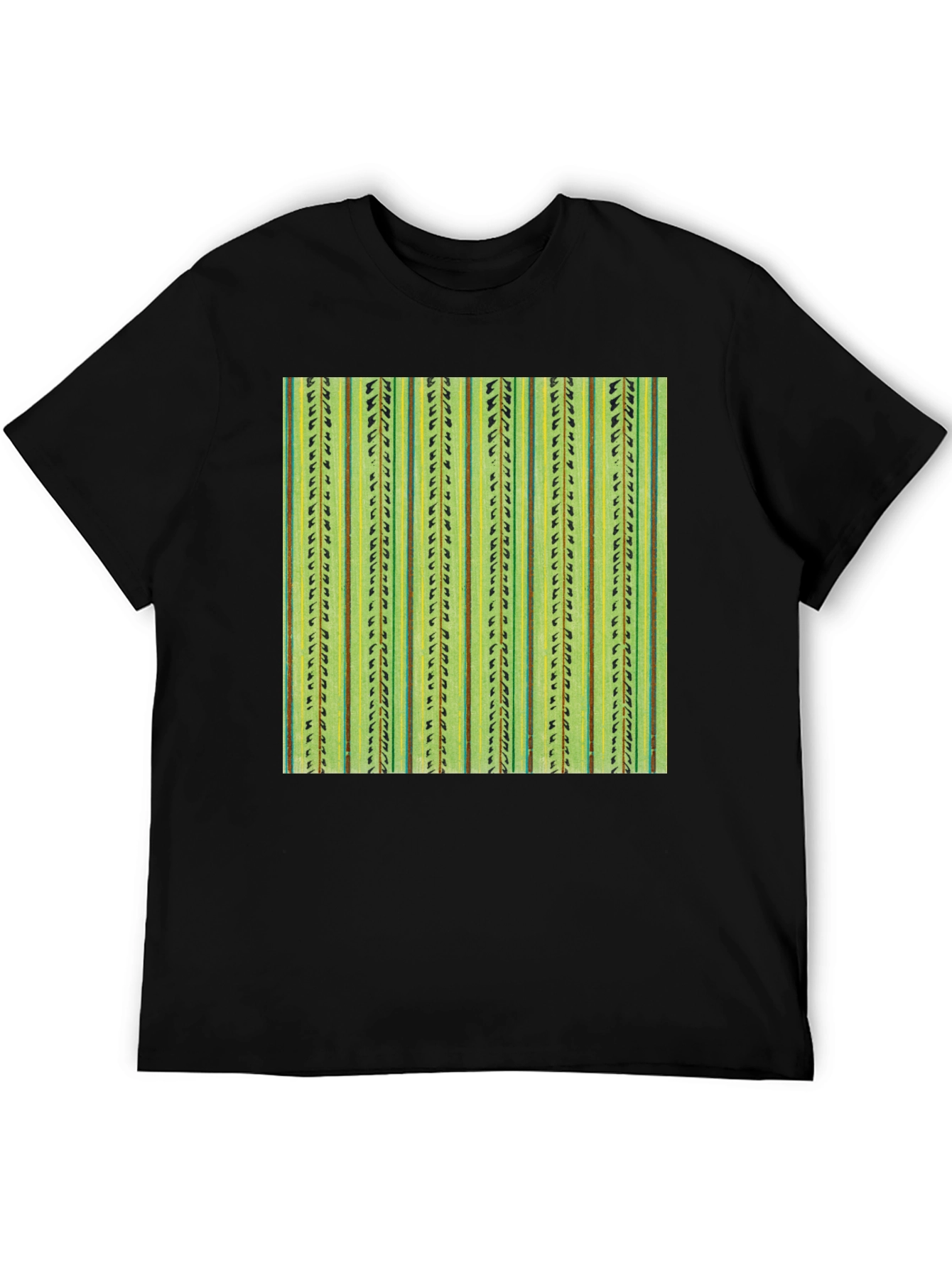 Striped Cactus Print Black Tee