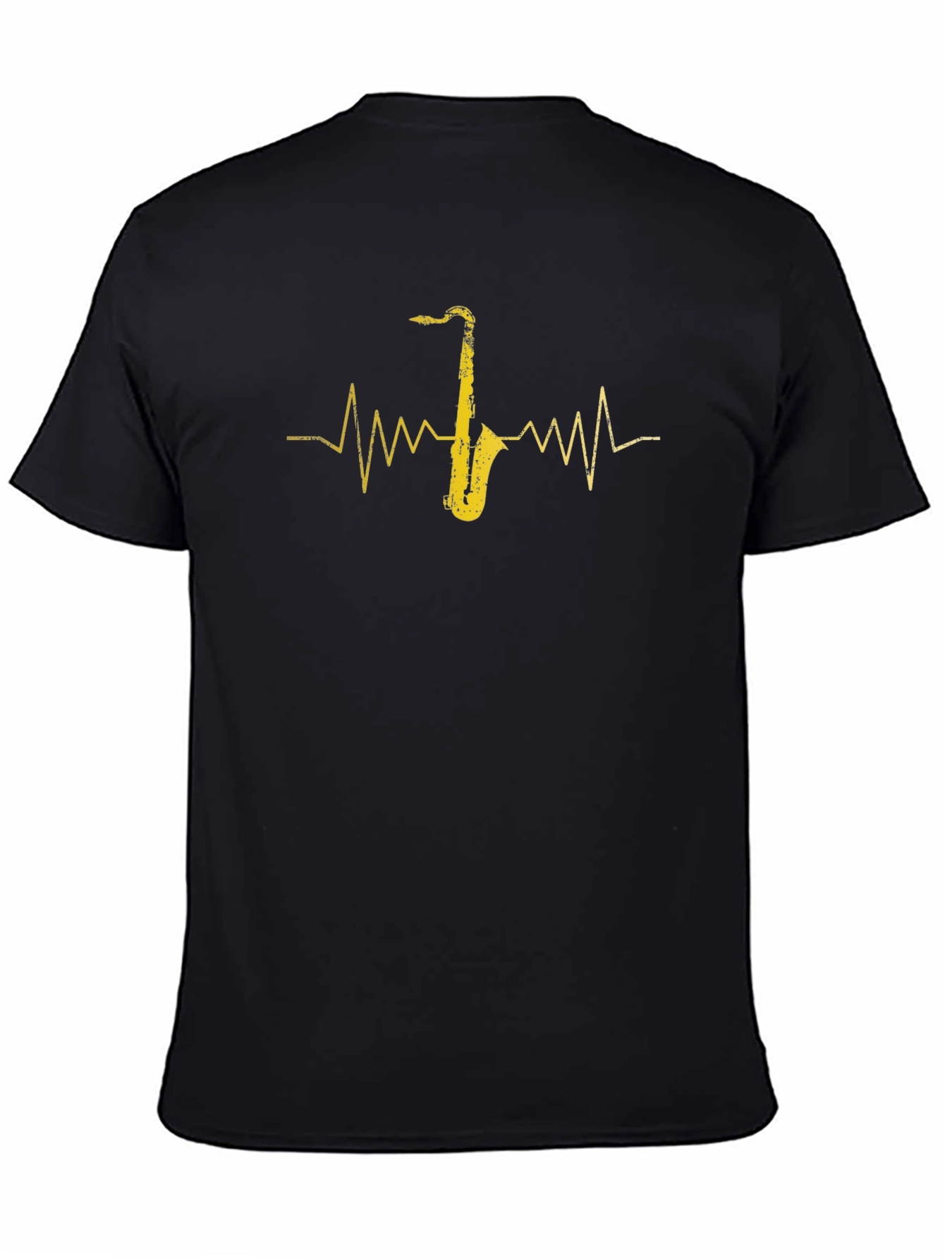 Saxophone Heartbeat Graphic Tee - Musicians Black T-Shirt