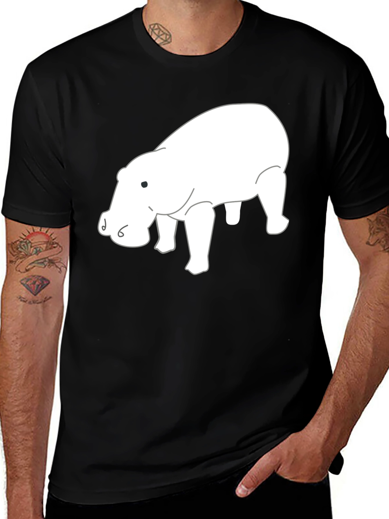 Hippo Graphic Tee - Black Cotton T-Shirt