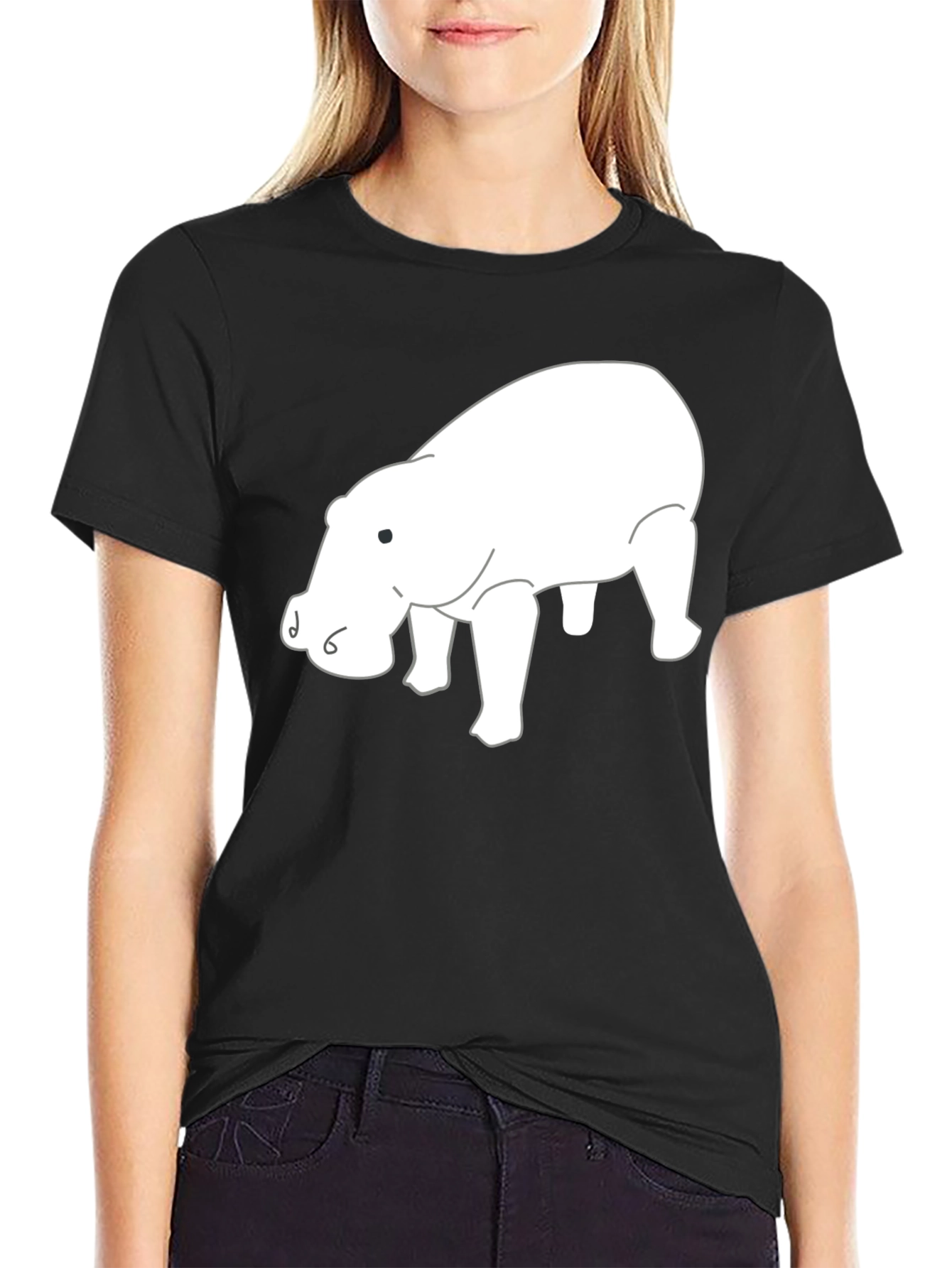 Hippo Graphic Tee - Black Cotton T-Shirt