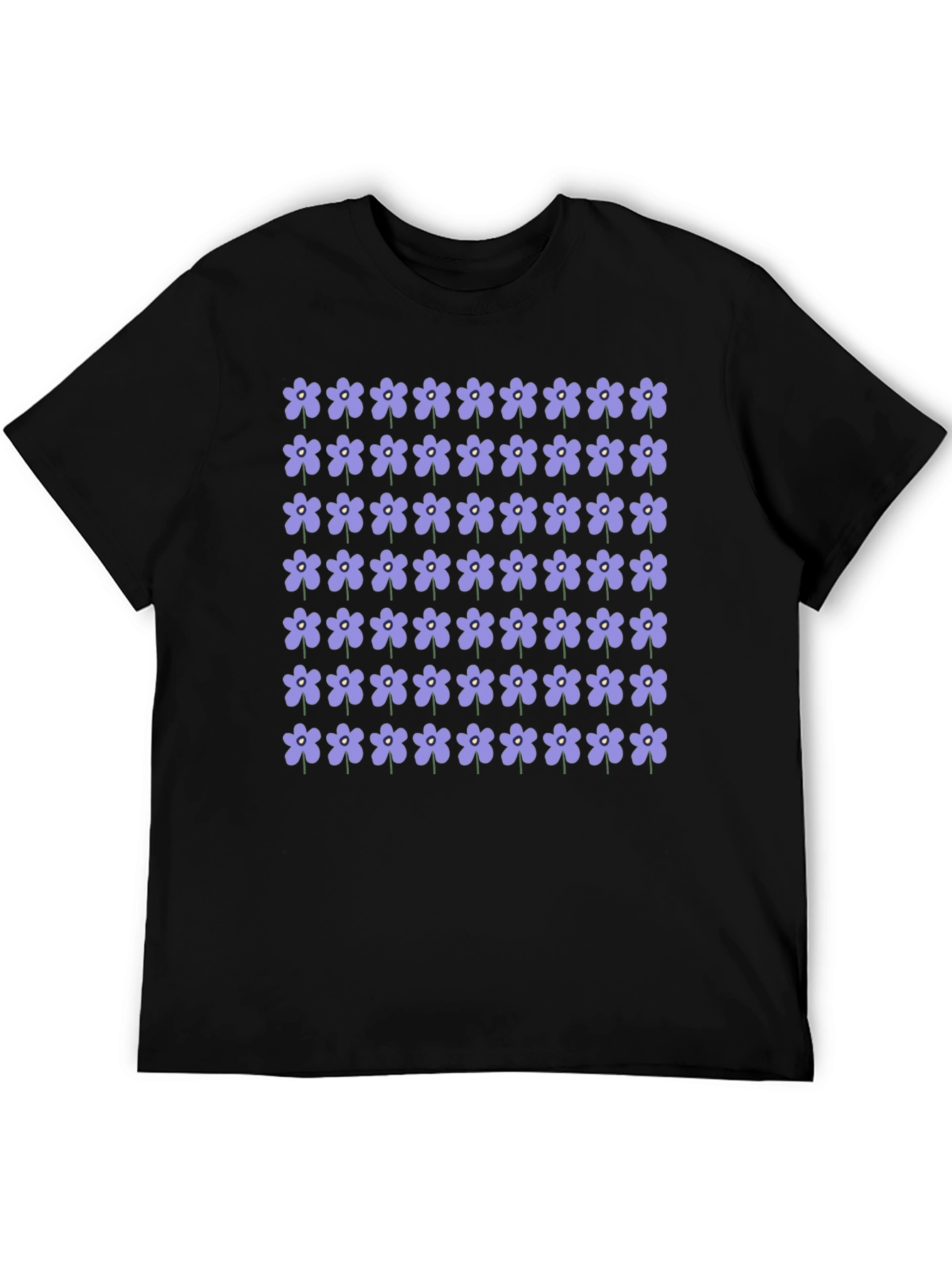 Floral Patterned Black T-Shirt