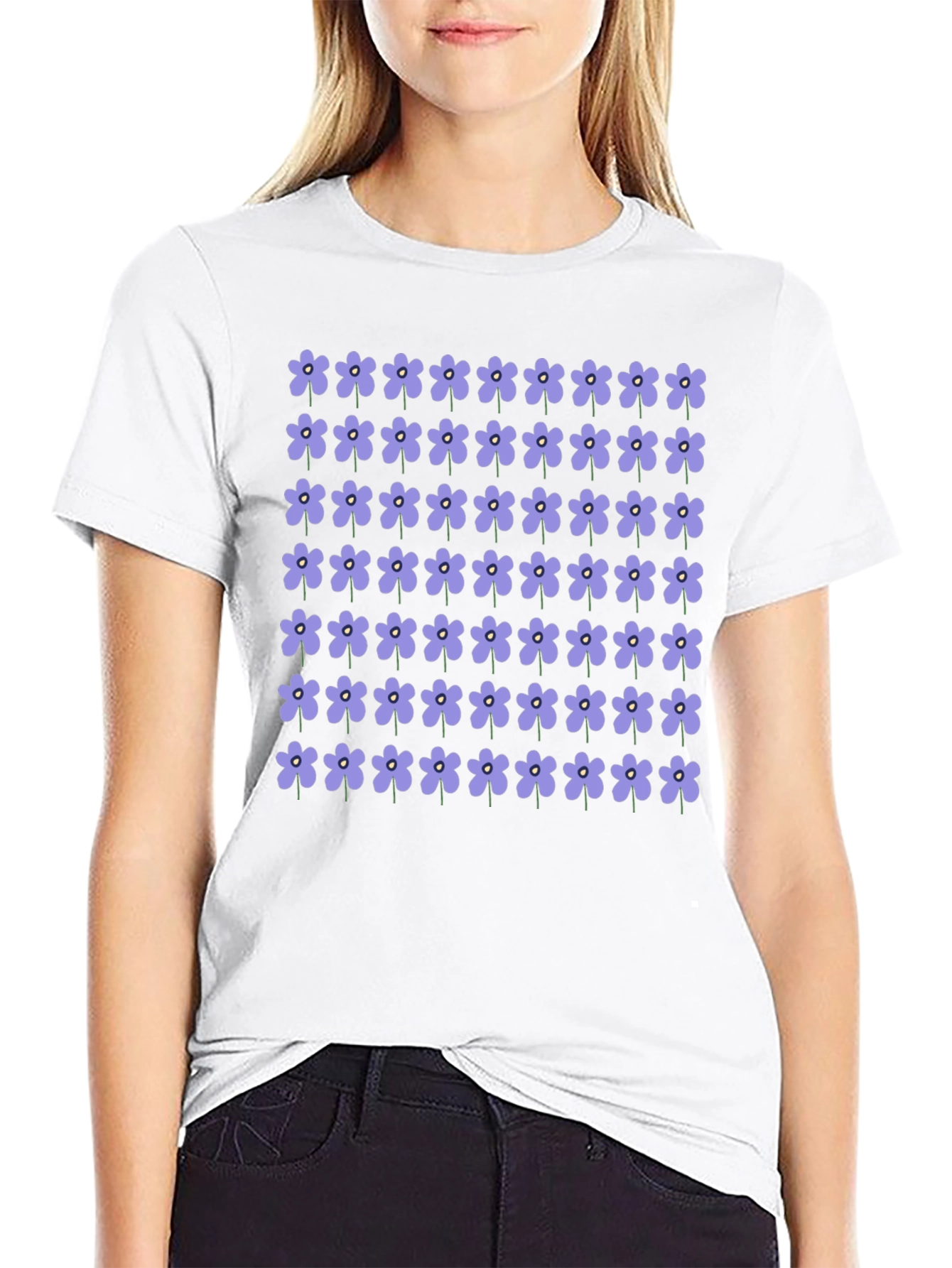 Floral Patterned Black T-Shirt