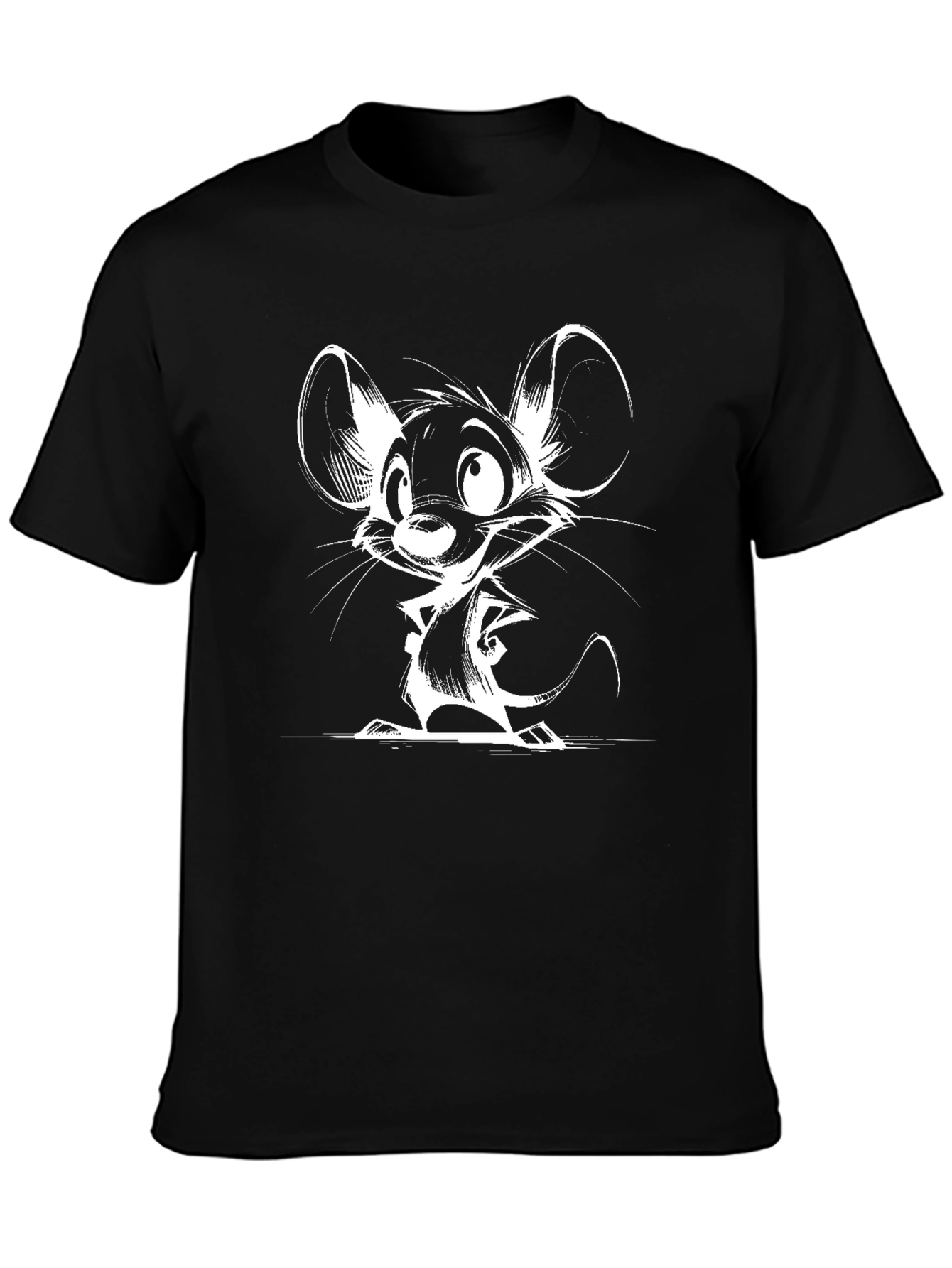 Cartoon Mouse Graphic Black T-Shirt