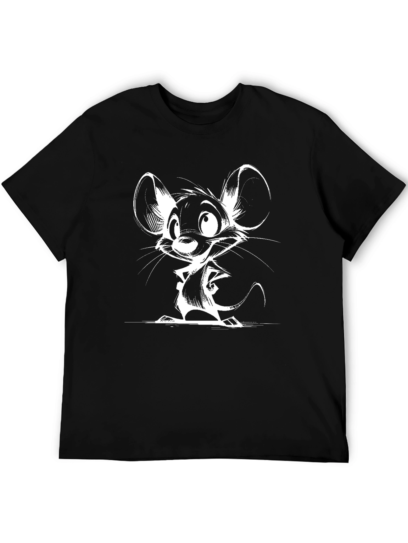 Cartoon Mouse Graphic Black T-Shirt