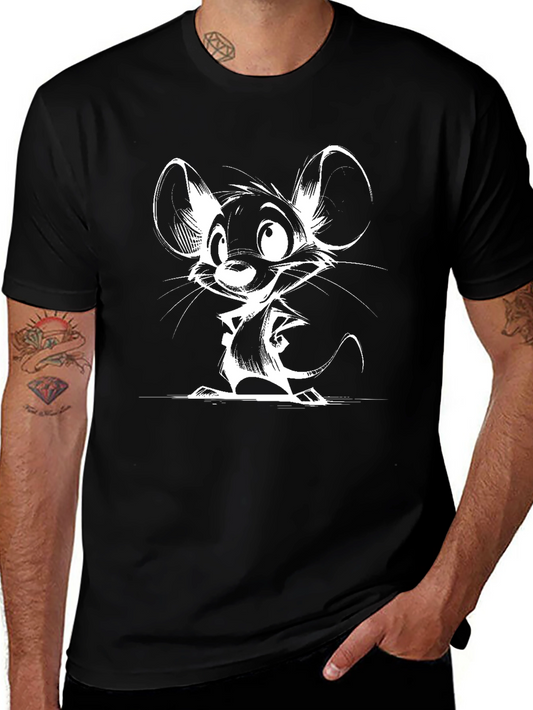 Cartoon Mouse Graphic Black T-Shirt