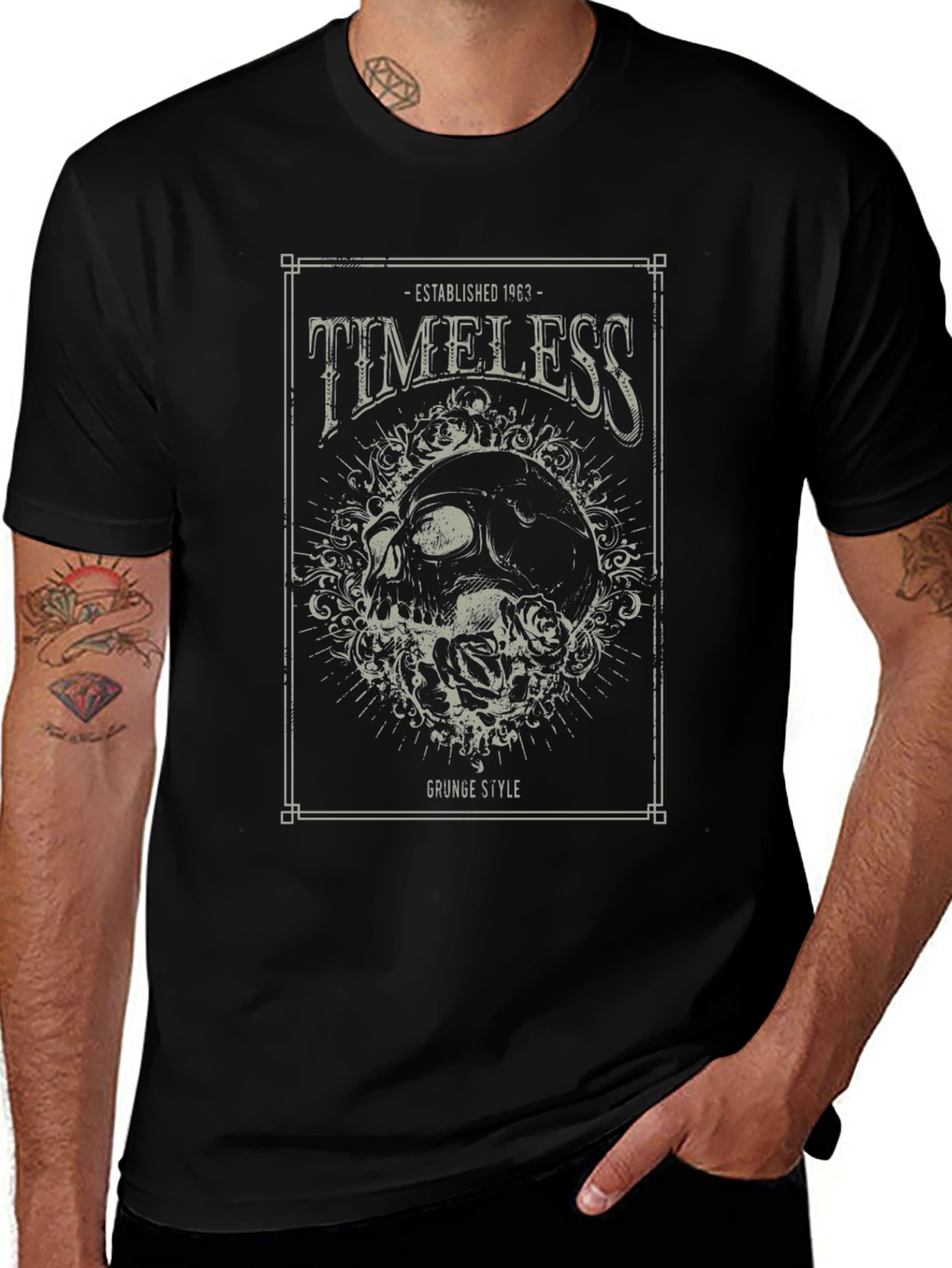 Timeless Grunge Style Skull Graphic T-Shirt