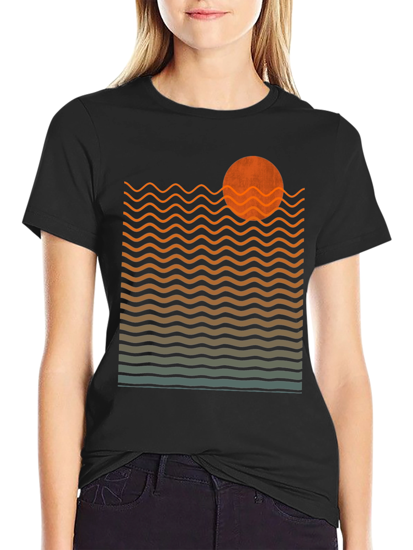 Sunset Waves Graphic Tee - Retro Style Comfort