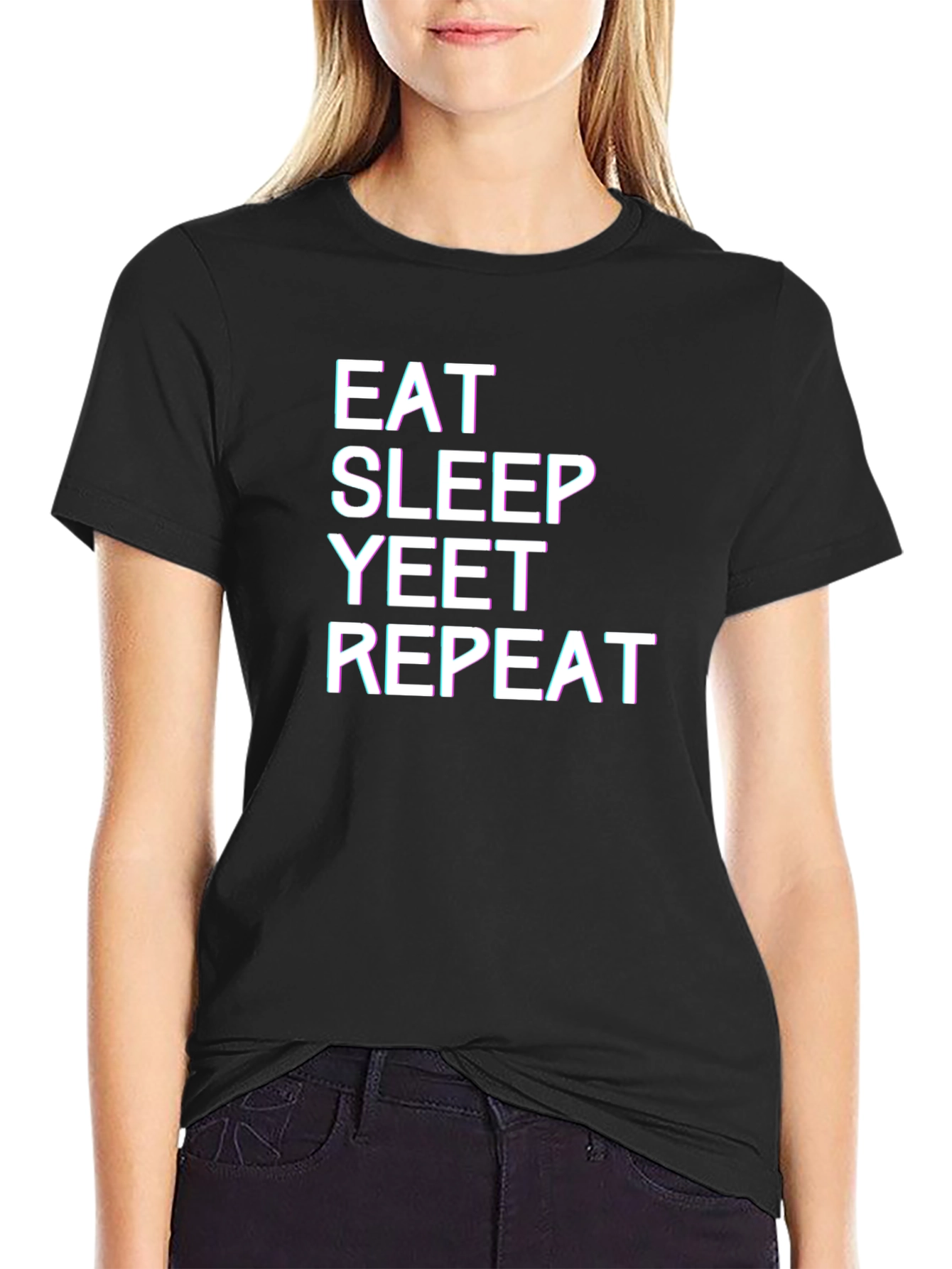 Eat Sleep Yeet Repeat Black T-Shirt