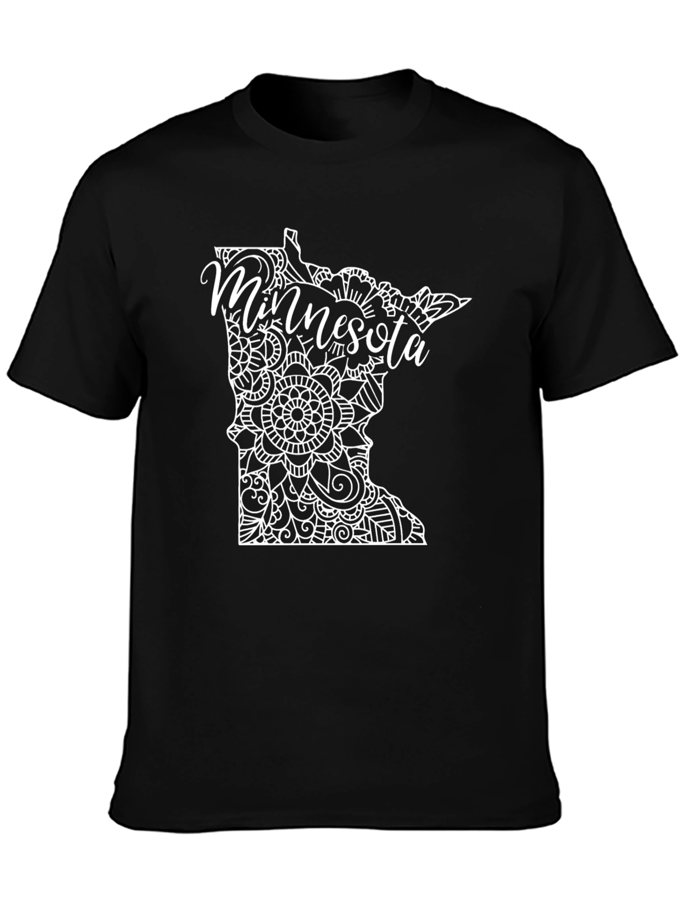 Minnesota State Mandala Art T-Shirt - Black