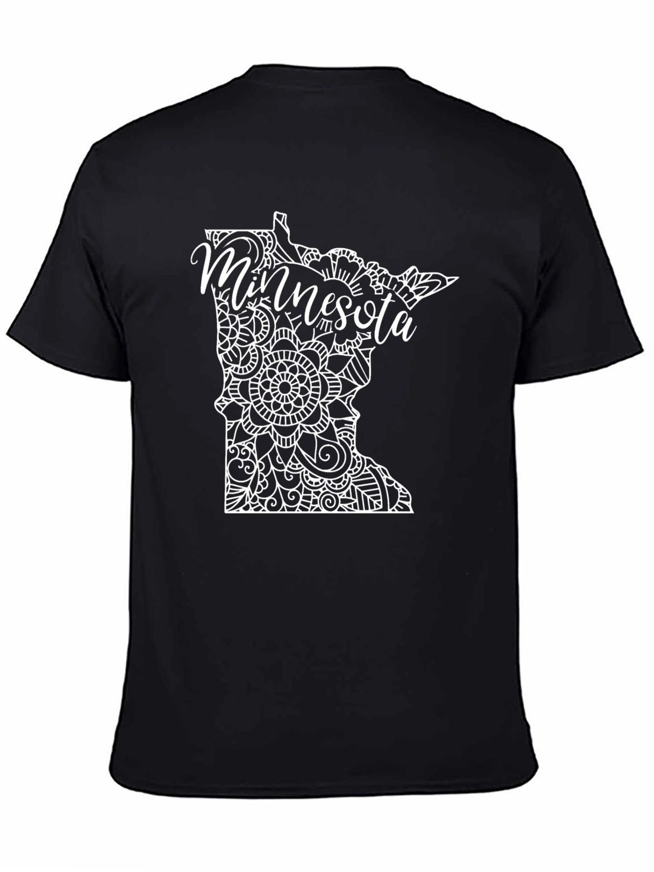 Minnesota State Mandala Art T-Shirt - Black