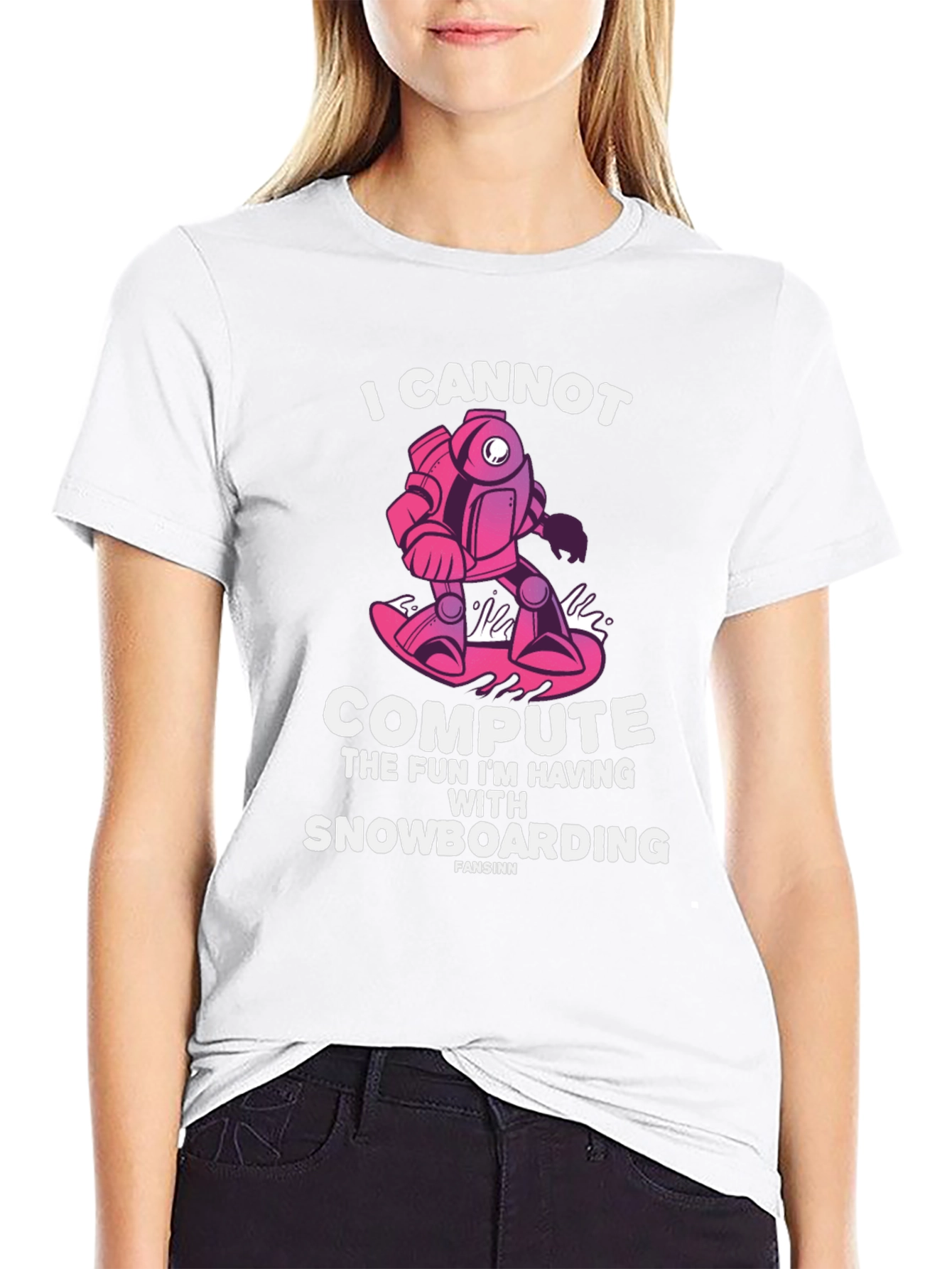 Snowboarding Robot Graphic T-Shirt - I Cannot Compute Fun