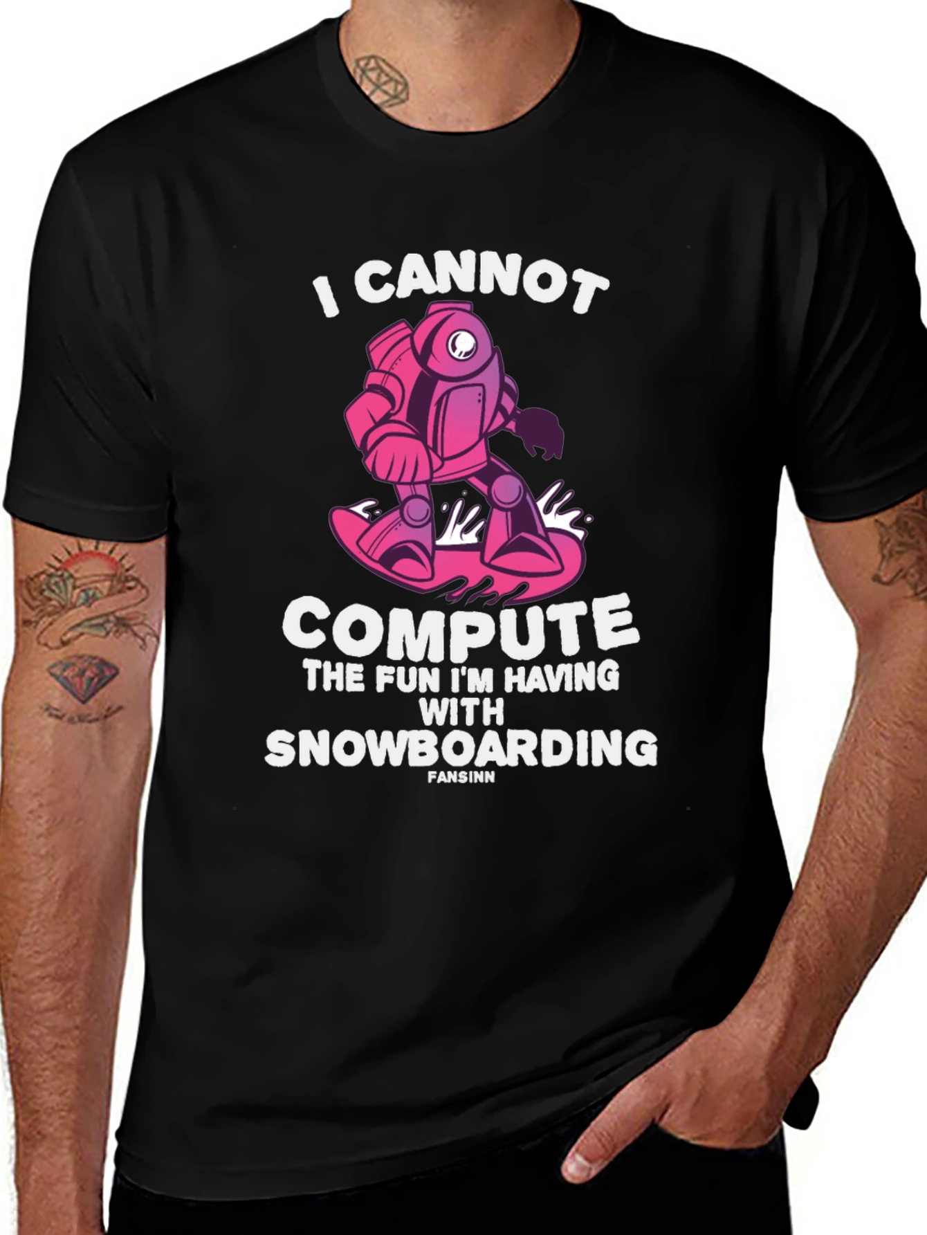 Snowboarding Robot Graphic T-Shirt - I Cannot Compute Fun