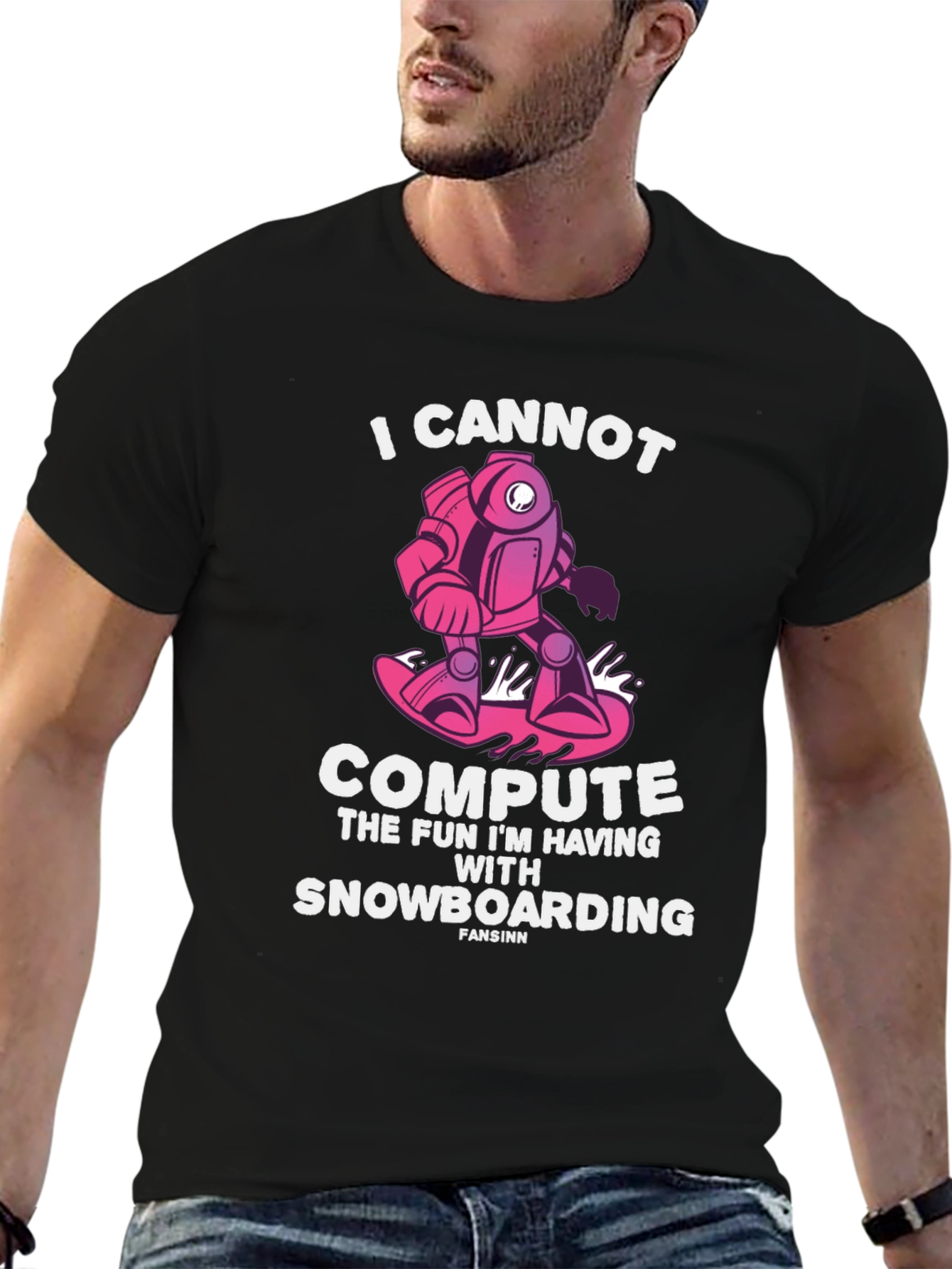 Snowboarding Robot Graphic T-Shirt - I Cannot Compute Fun