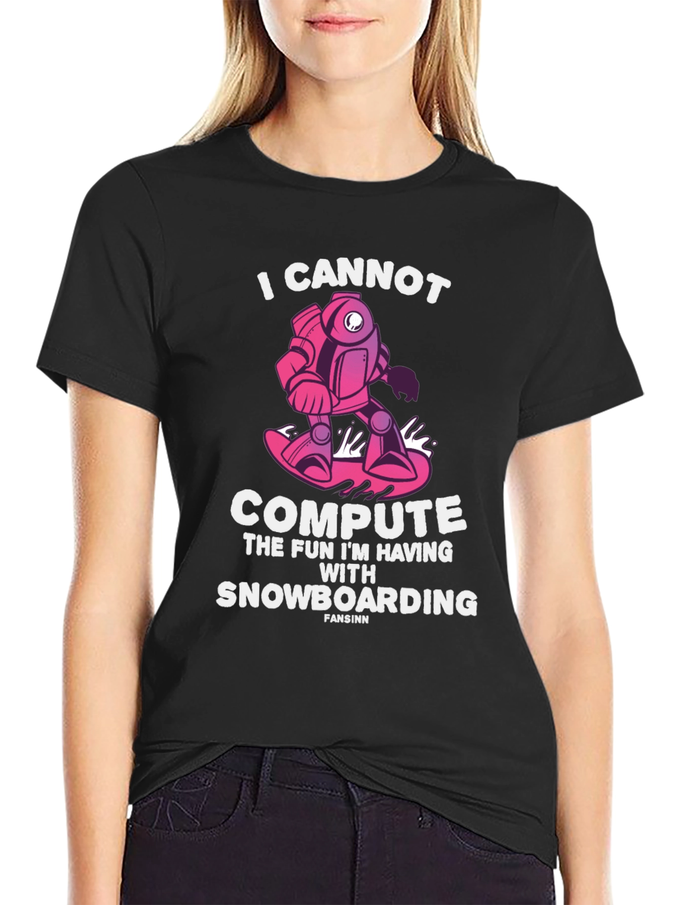 Snowboarding Robot Graphic T-Shirt - I Cannot Compute Fun