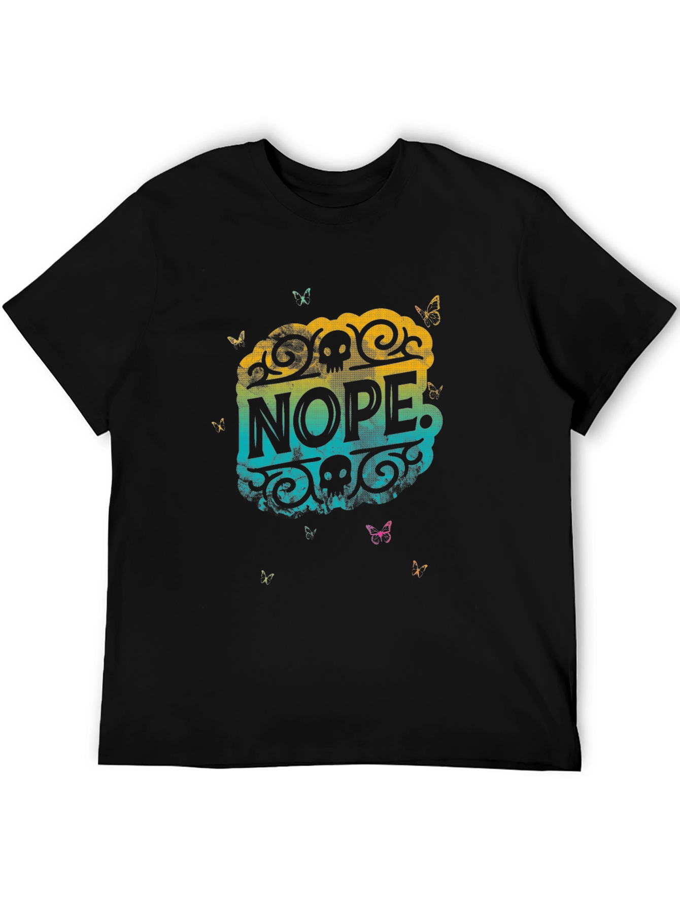 Nope Skull Butterfly Graphic Tee - Black
