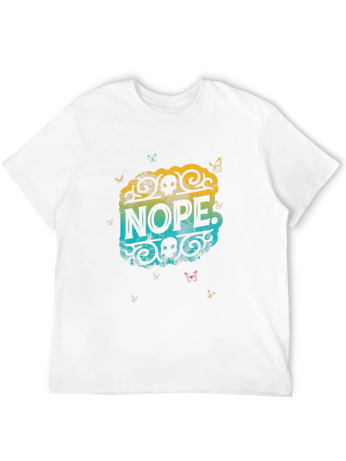 Nope Skull Butterfly Graphic Tee - Black