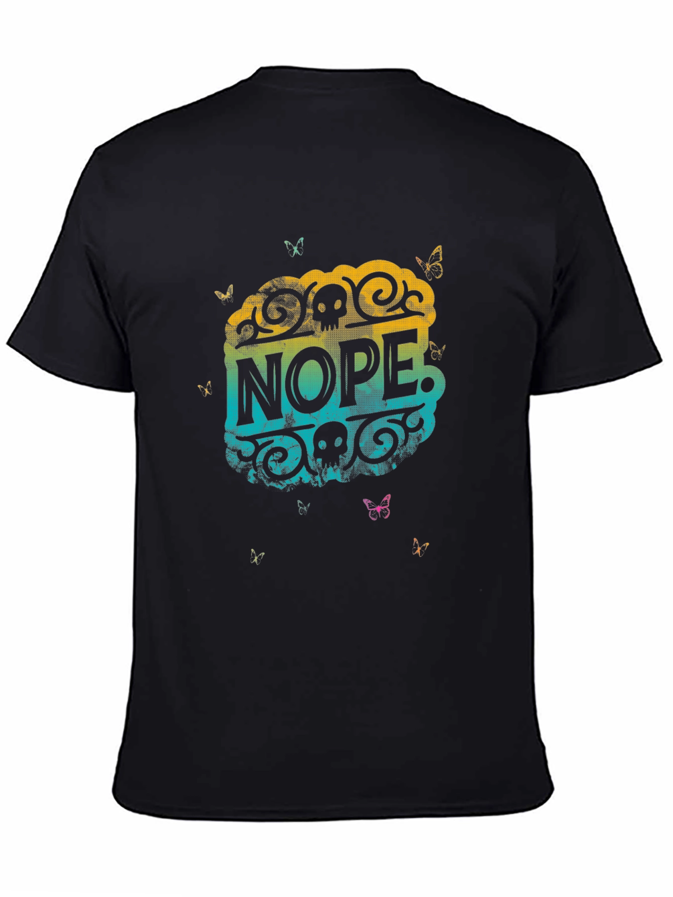 Nope Skull Butterfly Graphic Tee - Black