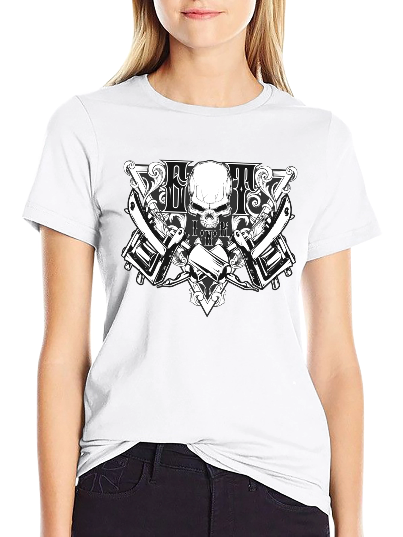 Skull & Razor T-Shirt - Barber Style Design