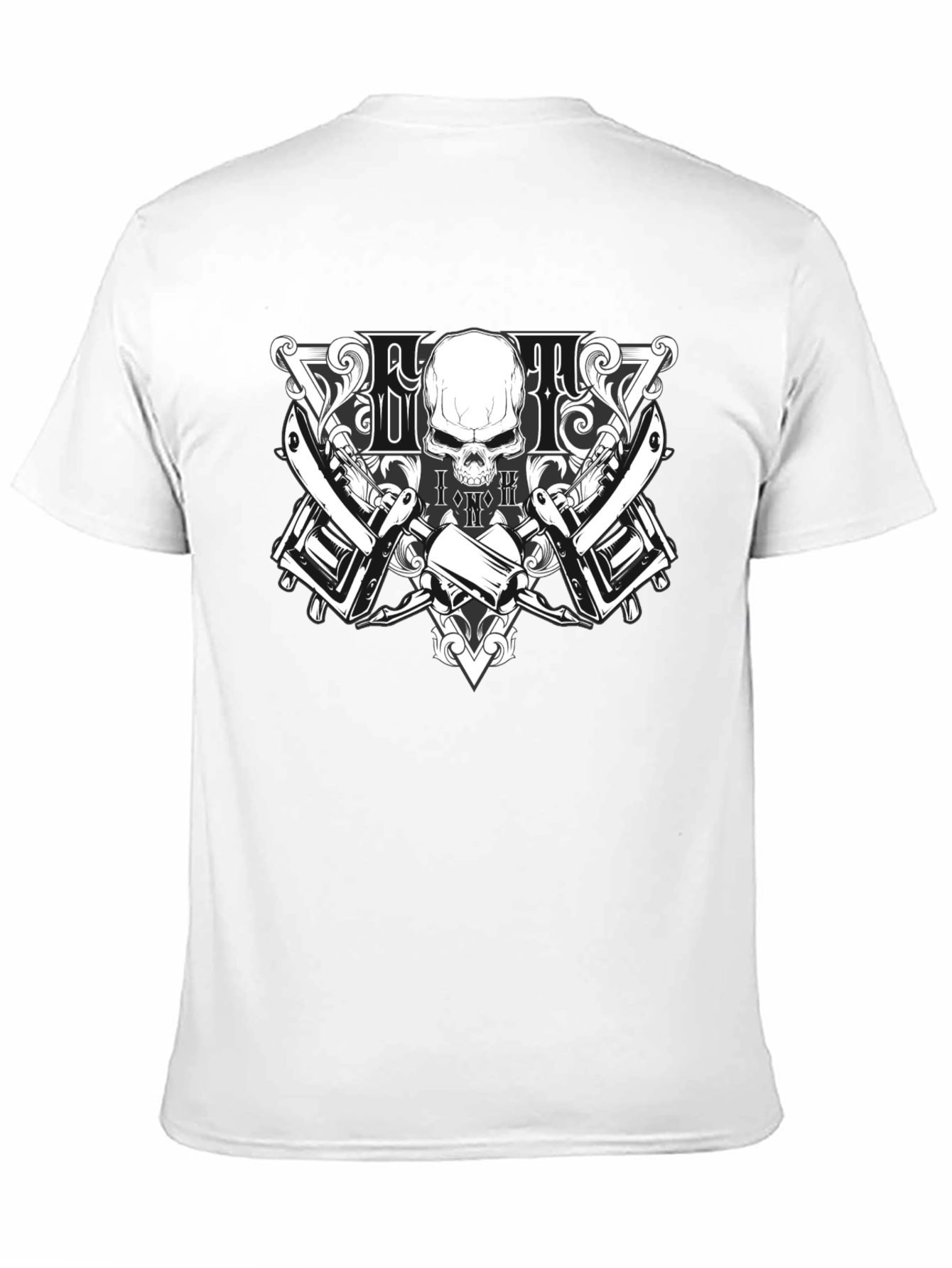 Skull & Razor T-Shirt - Barber Style Design