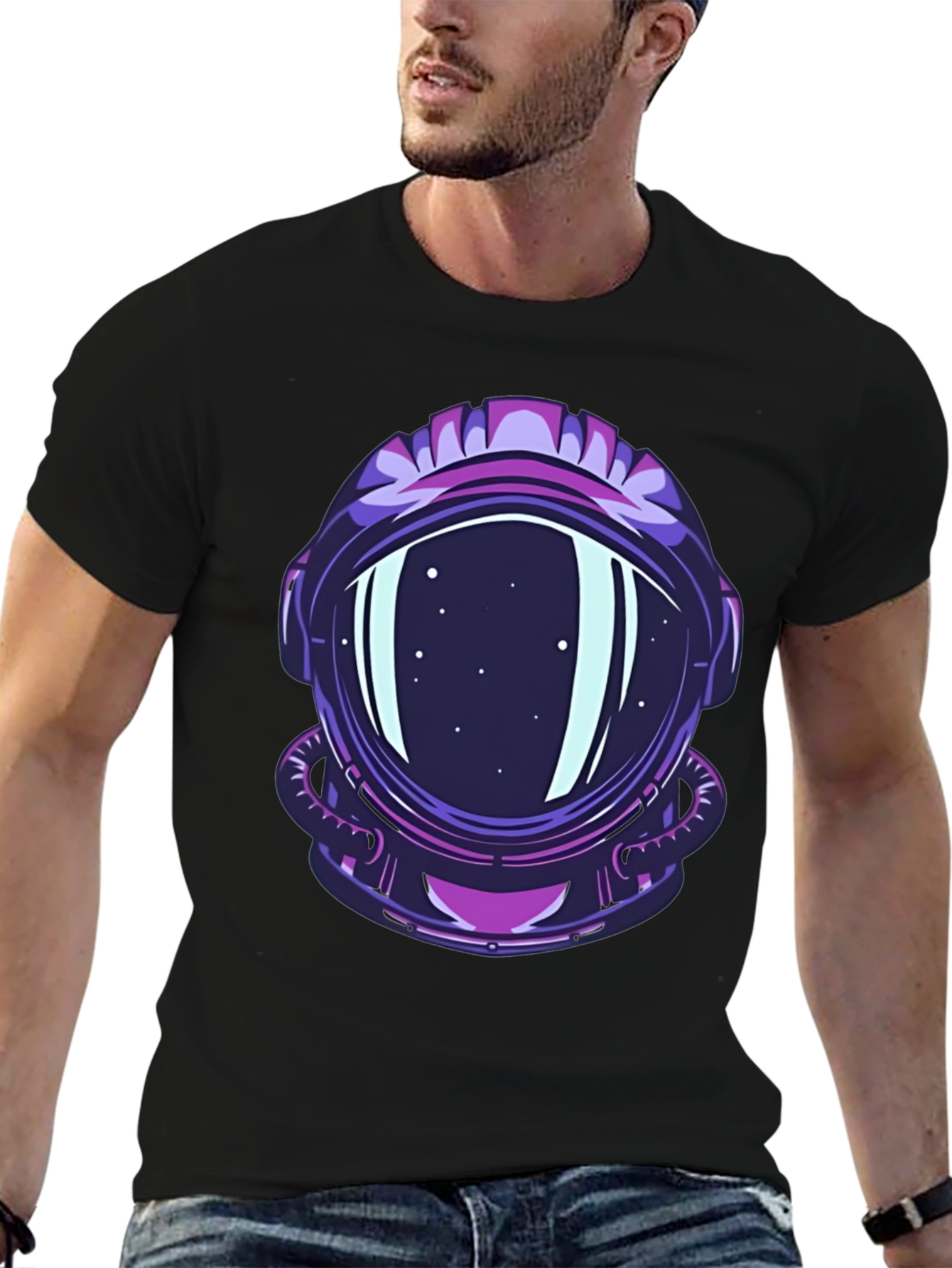 Astronaut Helmet Graphic Tee - Cool Space Design