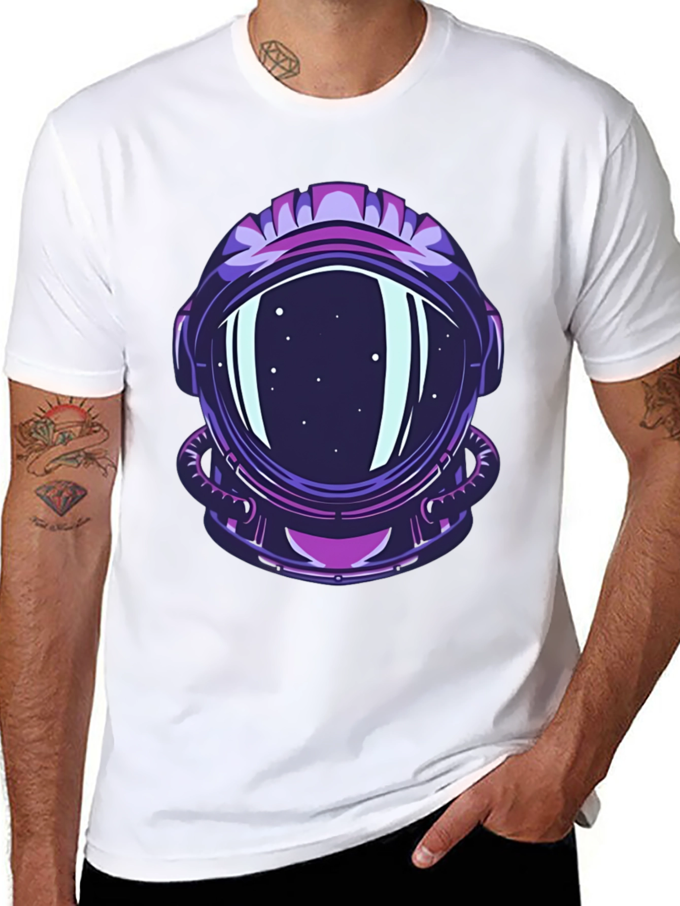 Astronaut Helmet Graphic Tee - Cool Space Design