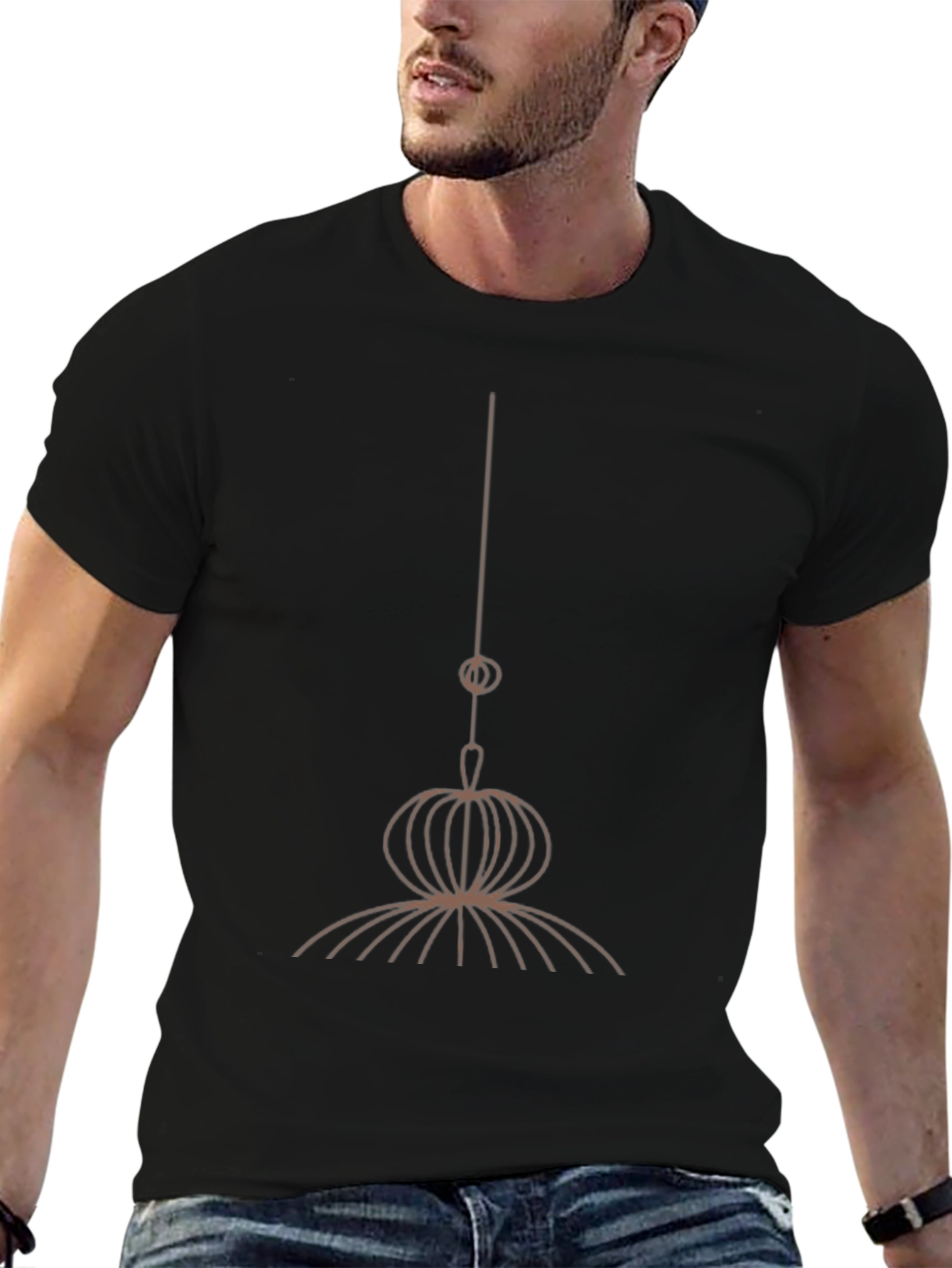 Abstract Tassel Graphic Black T-Shirt